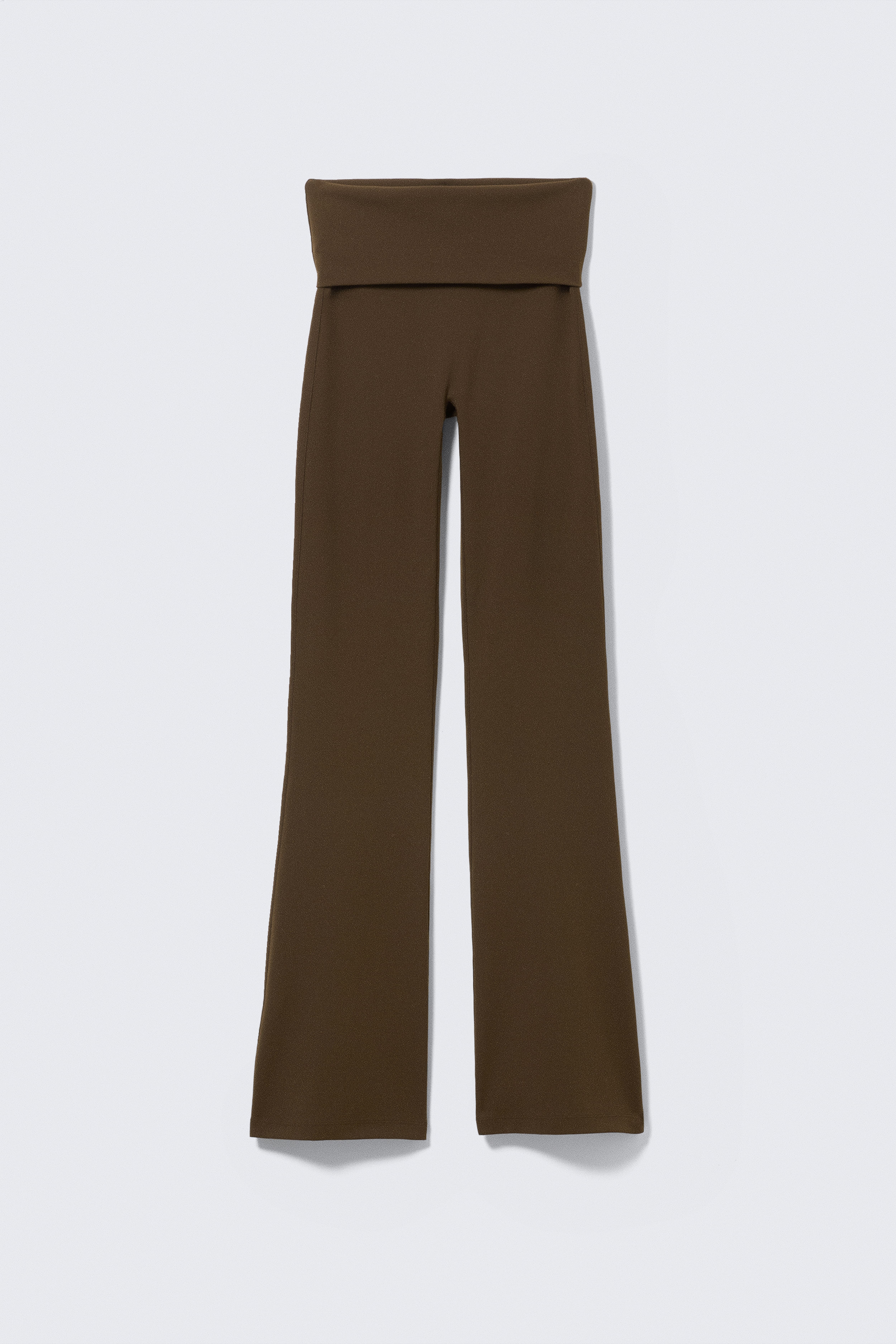 Folded Waist Flared Yoga Tights - Dark Brown/Dark Grey/Dark Brown/Light Dusty Grey/Dark Khaki Green/Black/White