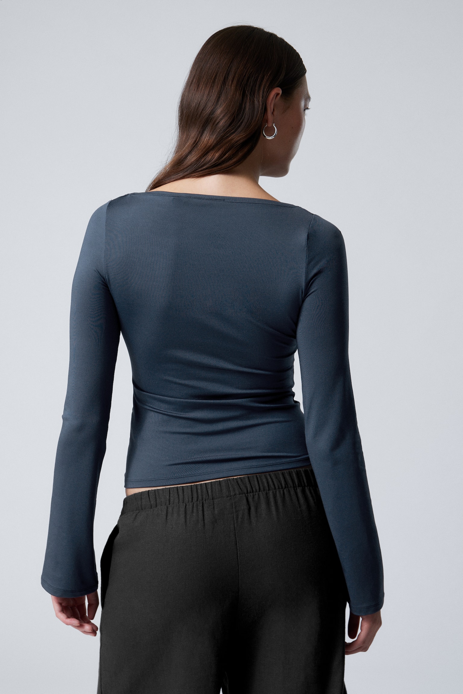 Annie Long-Sleeved Boat-Neck Top - Dark Blue/Dark brown/Black - 5