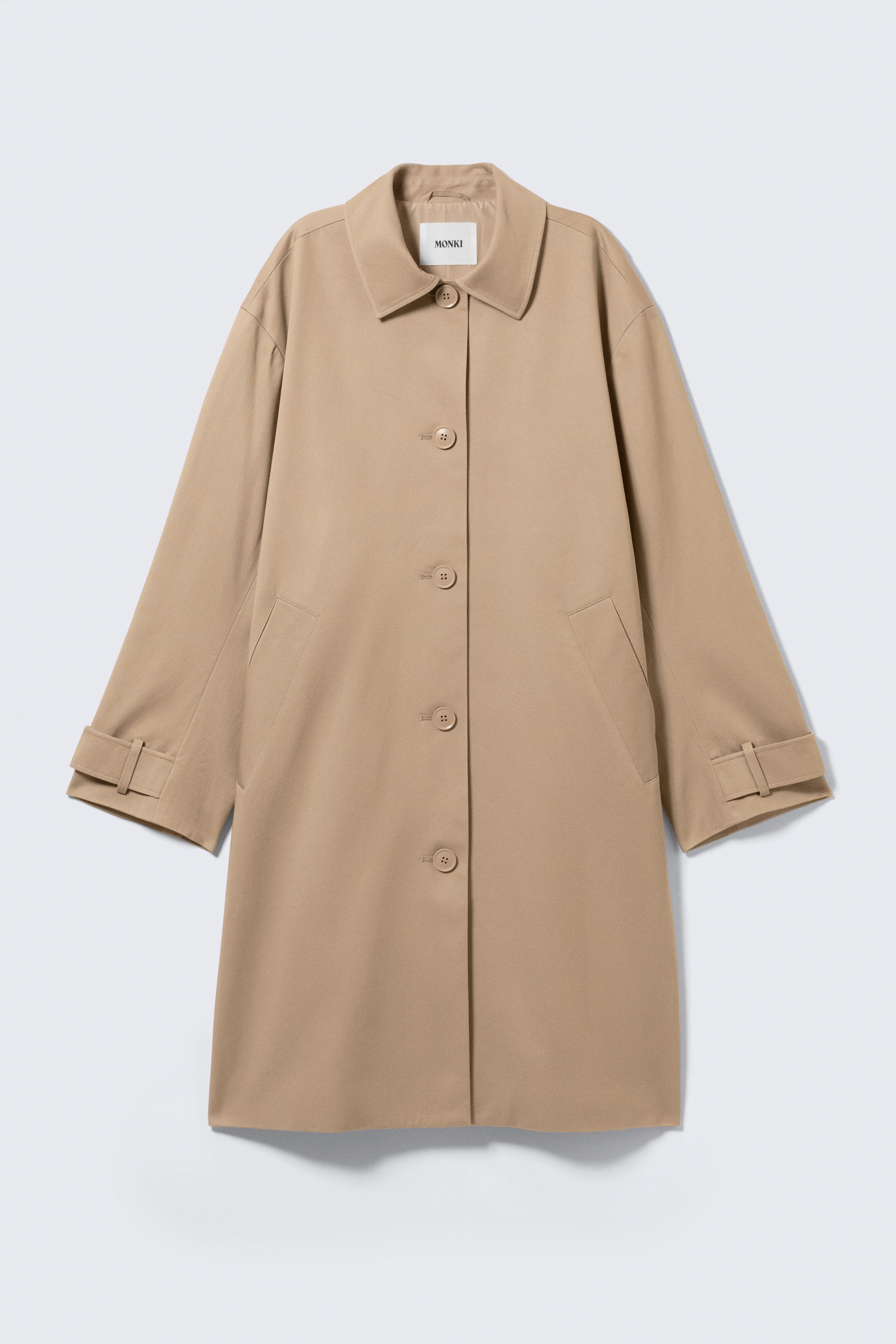 Locker geschnittener, einreihiger Car-Coat - Beige/Staubiges Maulwurfsgrau/Grau kariert