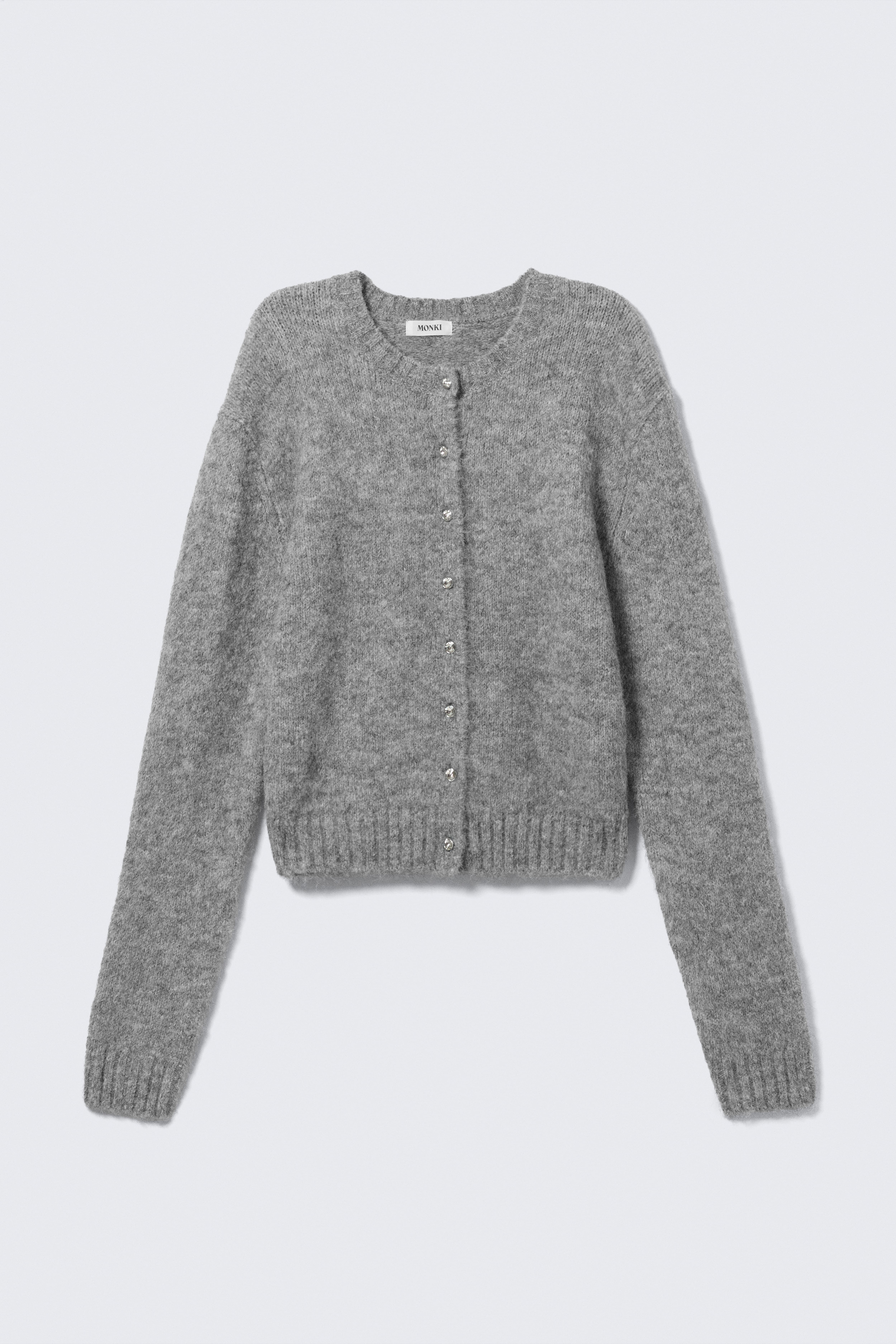 Cardigan boutonné en maille brossée - Gris chiné/Rayures rouge foncé et rose/Lilas/Rayures marron/noir/vert