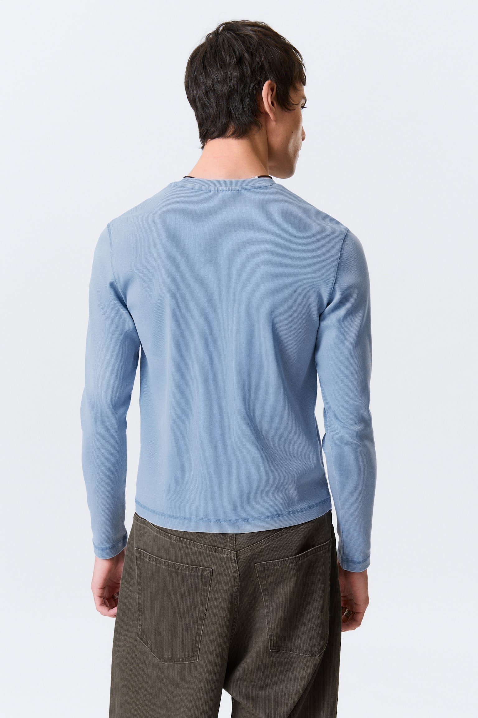 Geripptes Longsleeve-Shirt - Gewaschenes Blau/Gewaschenes Schwarz/Grau/Dunkelgrün - 5