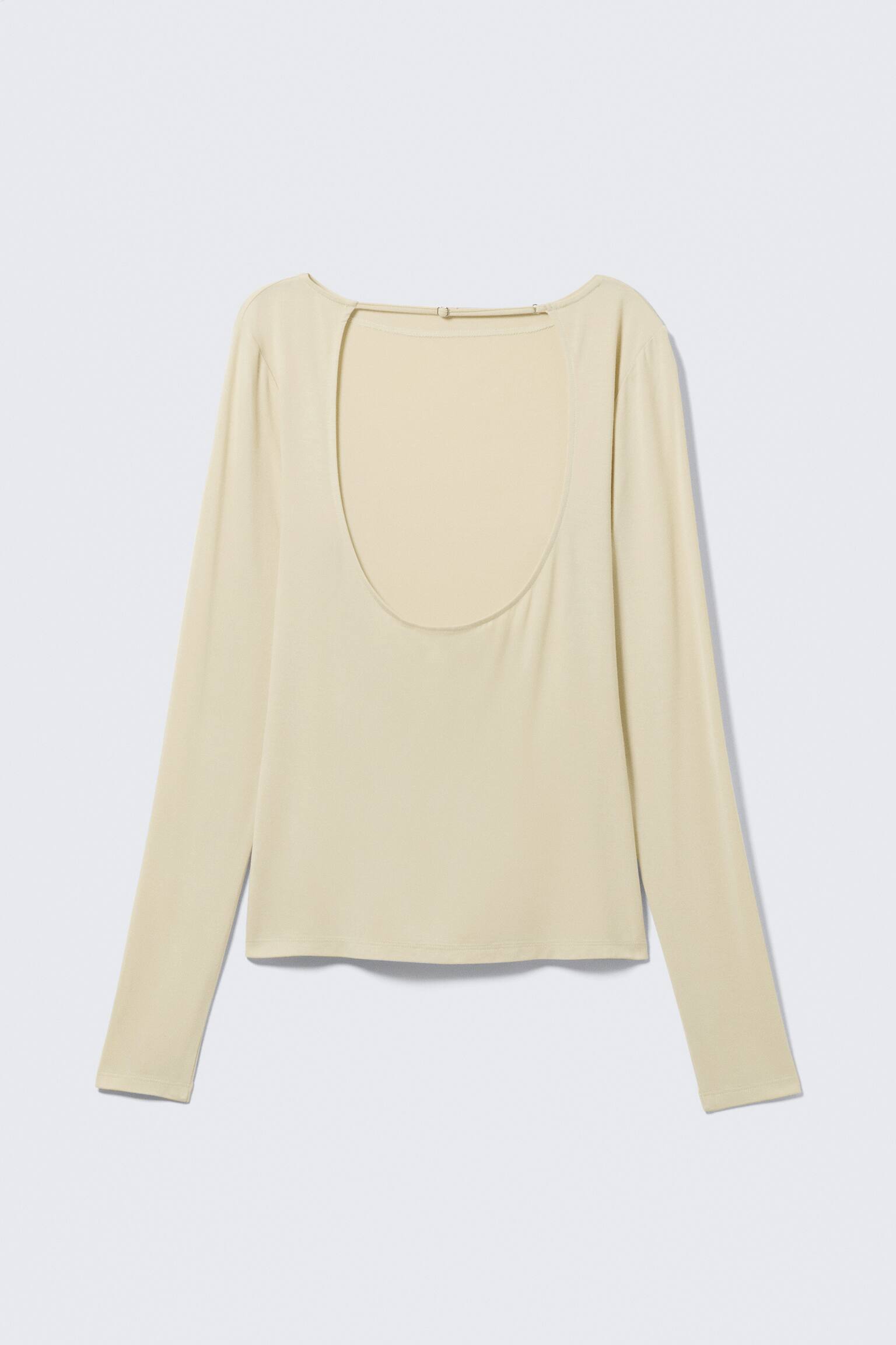 Slim top s dlouhým rukávem a otevřenými zády - Světle zaprášená béžová/Černá - 4