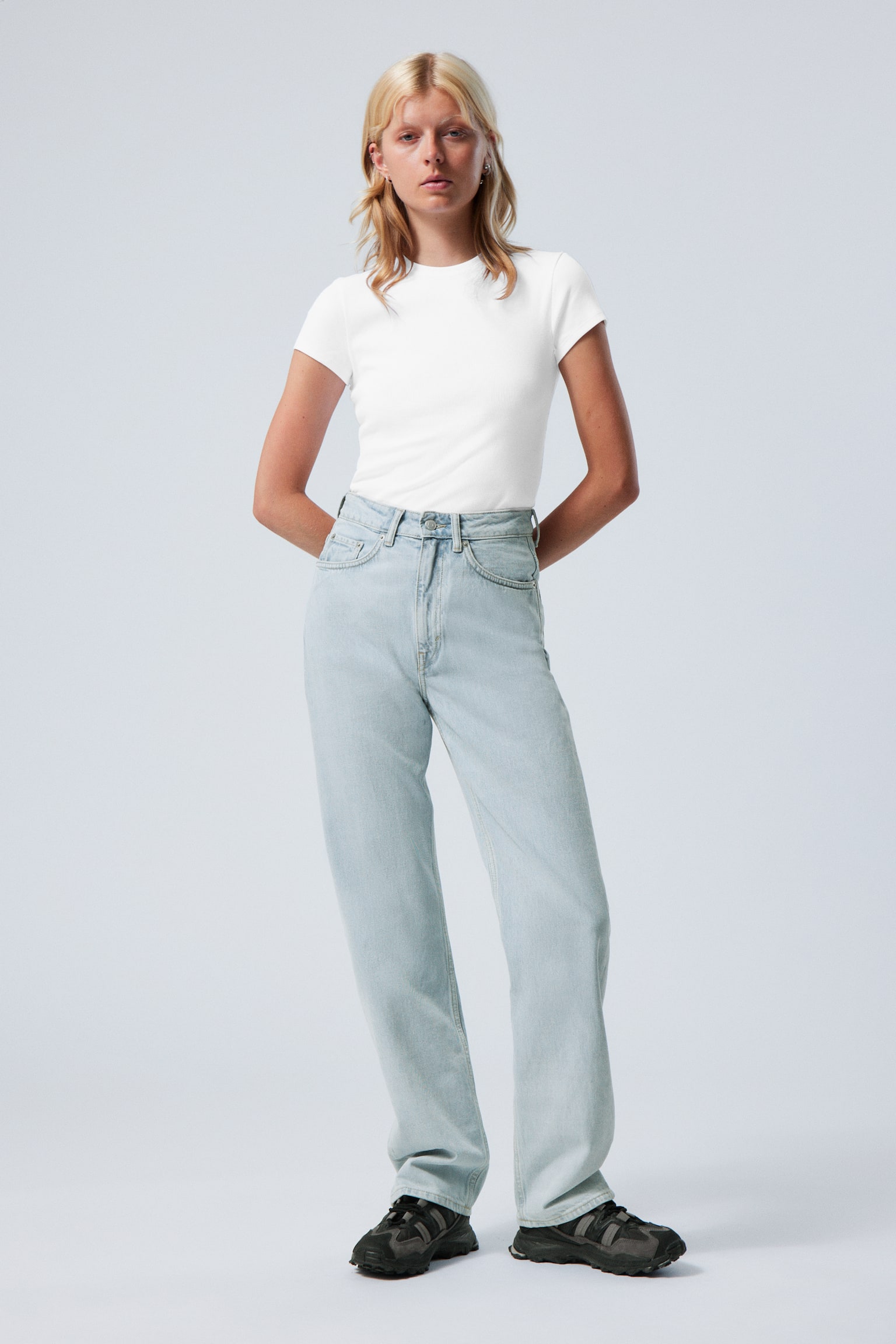 Rowe Super High Waisted Regular Straight Leg Jeans - Opulent Blue - Light Blue/90s Blue - Medium Blue/Compact Blue - Dark Blue/Iron Blue - Medium Blue/Sapphire Blue - Dark Blue/Echo Black - Black - 1