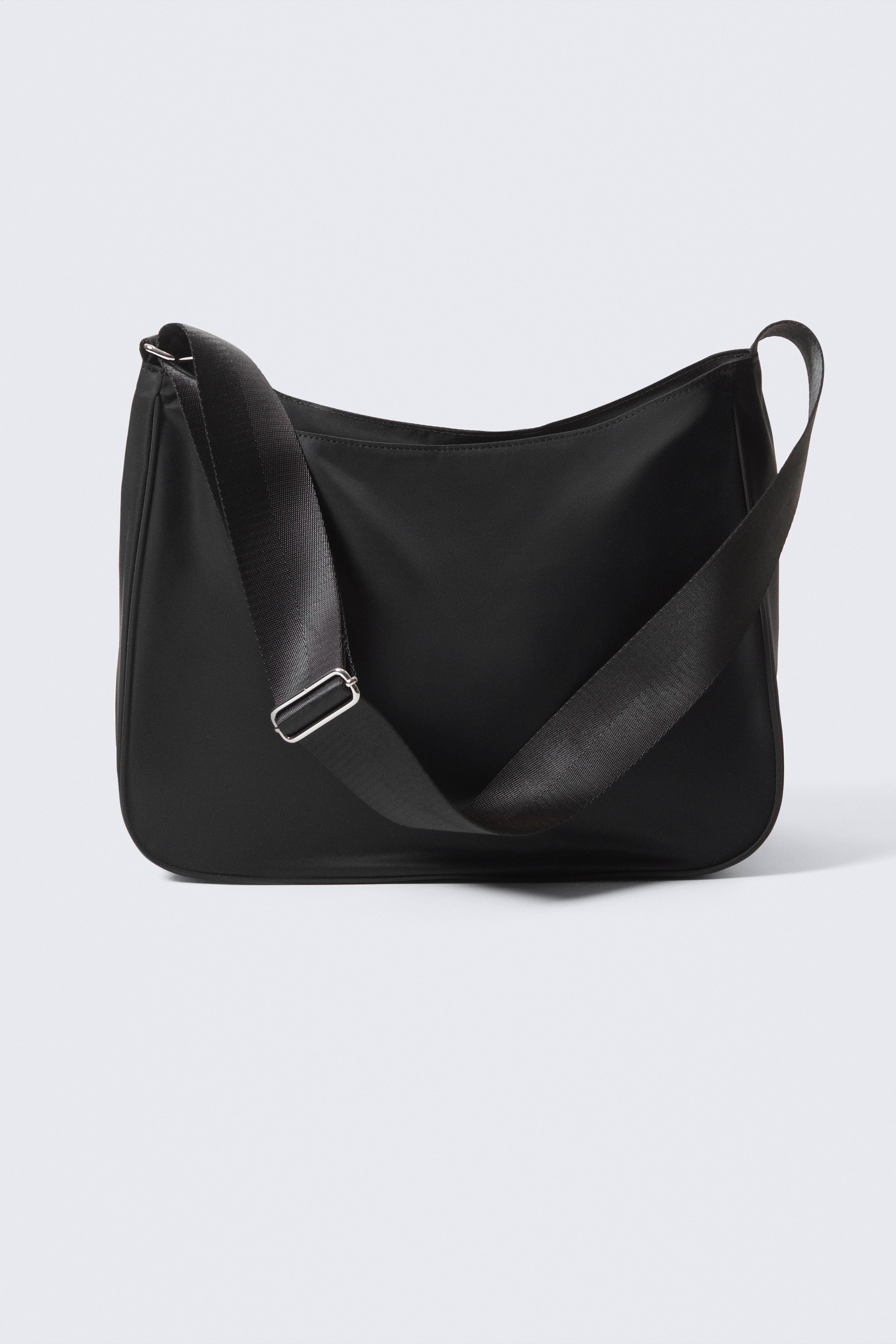 Mittelgroße Umhängetasche aus Nylon-Twill - Schwarz