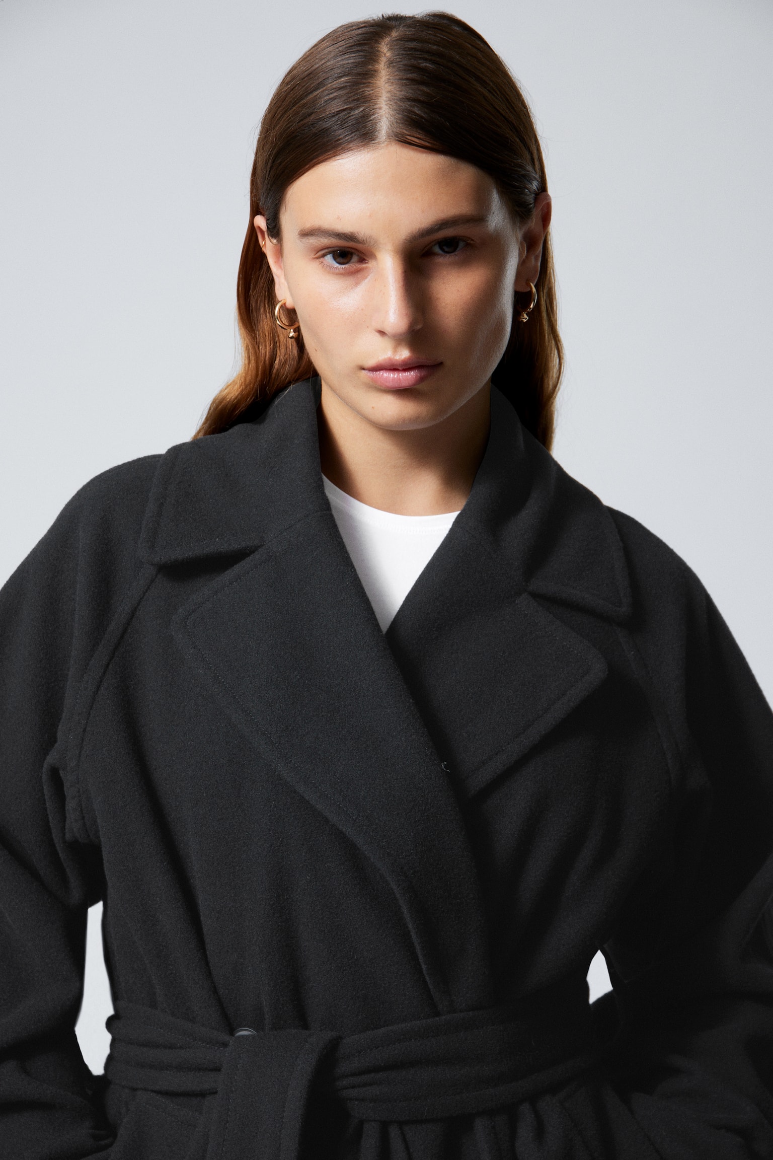 Kia Oversized Wool Blend Coat - Black/Dark Blue - 4