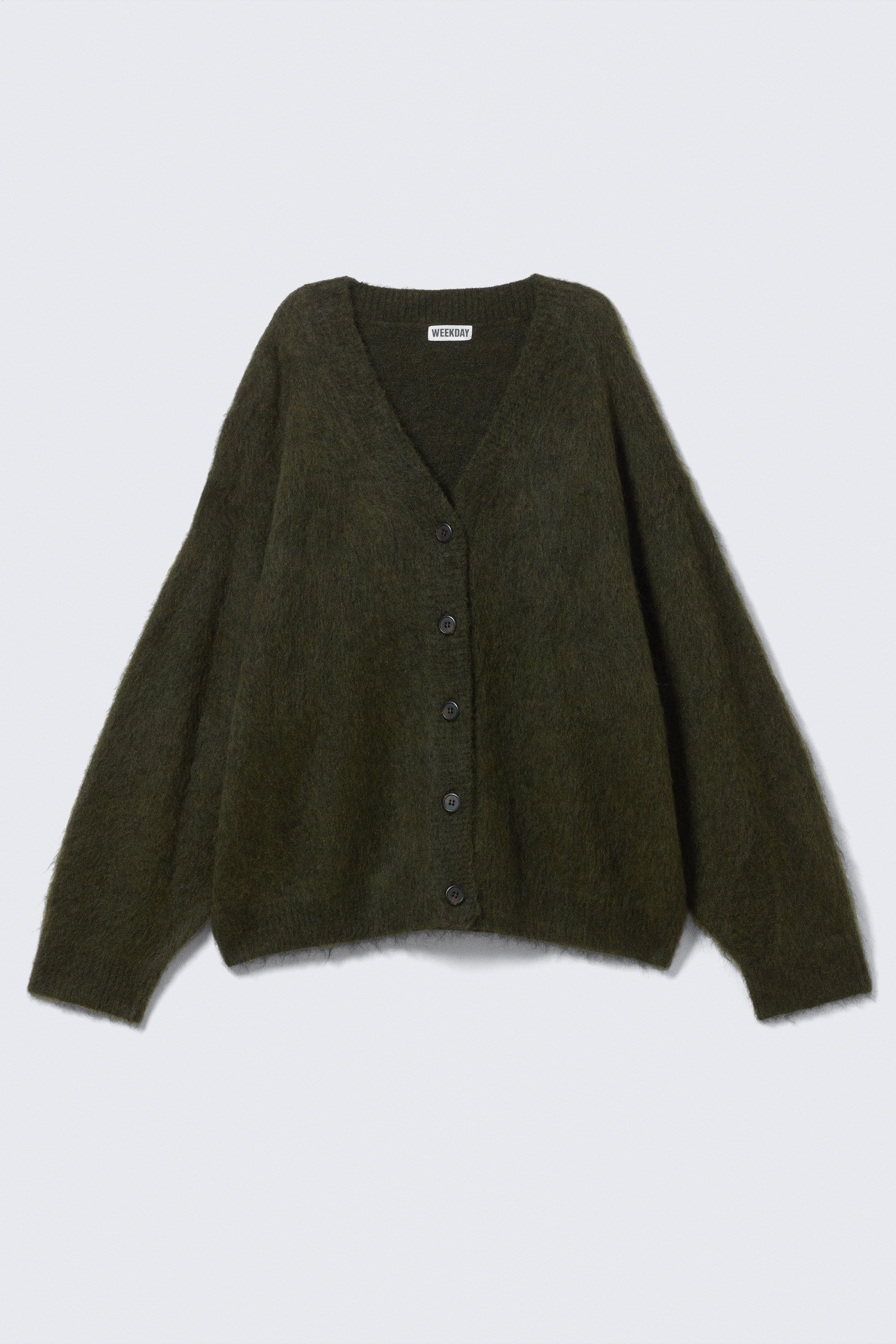 Vest van mohairmix met V-hals - Loose Fit - Donkergroen/Donkerbruin gemêleerd/Donkergrijs