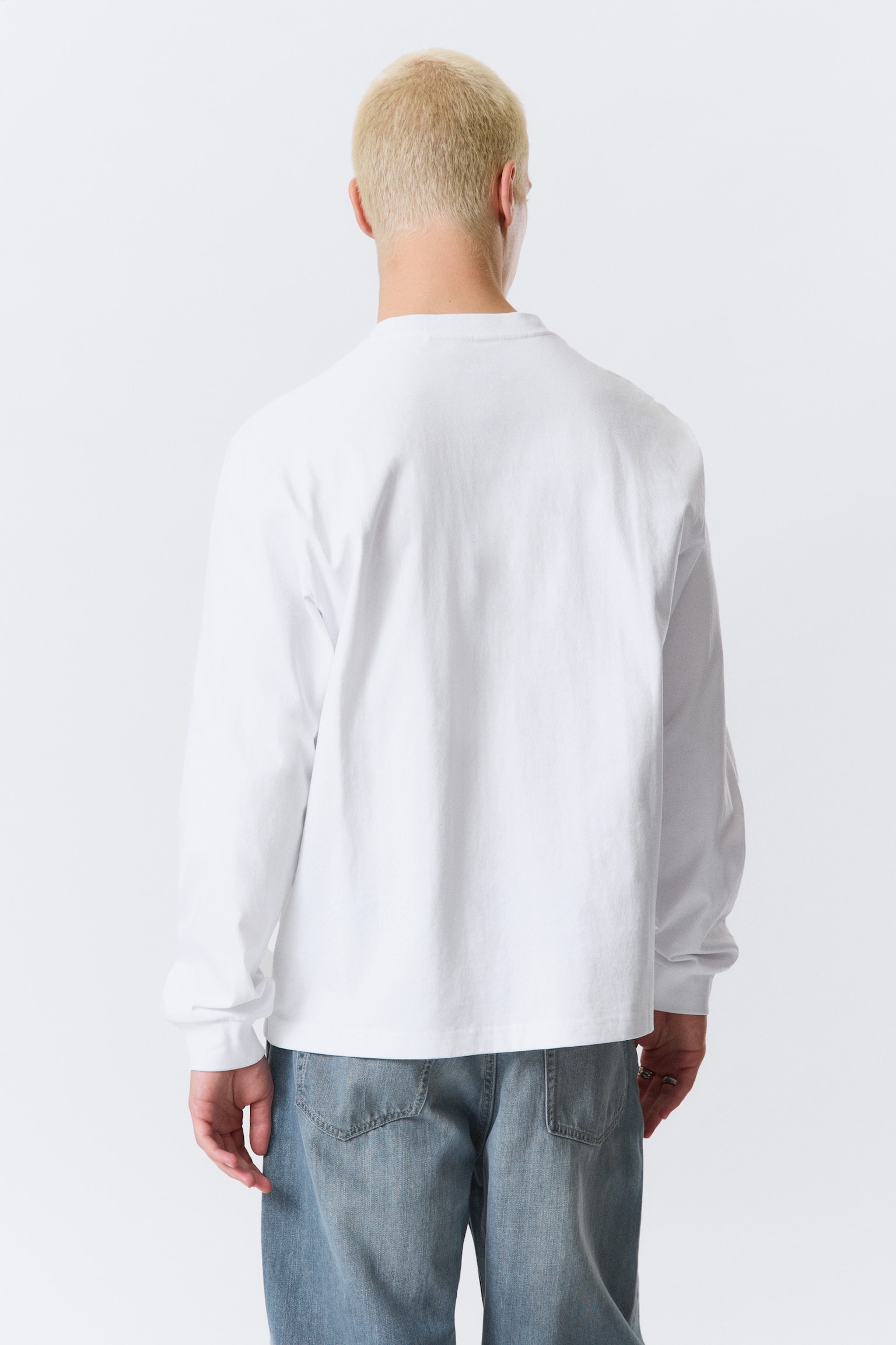 Afslappet langærmet T-shirt - Hvid/Mørkegrå/Sort - 3