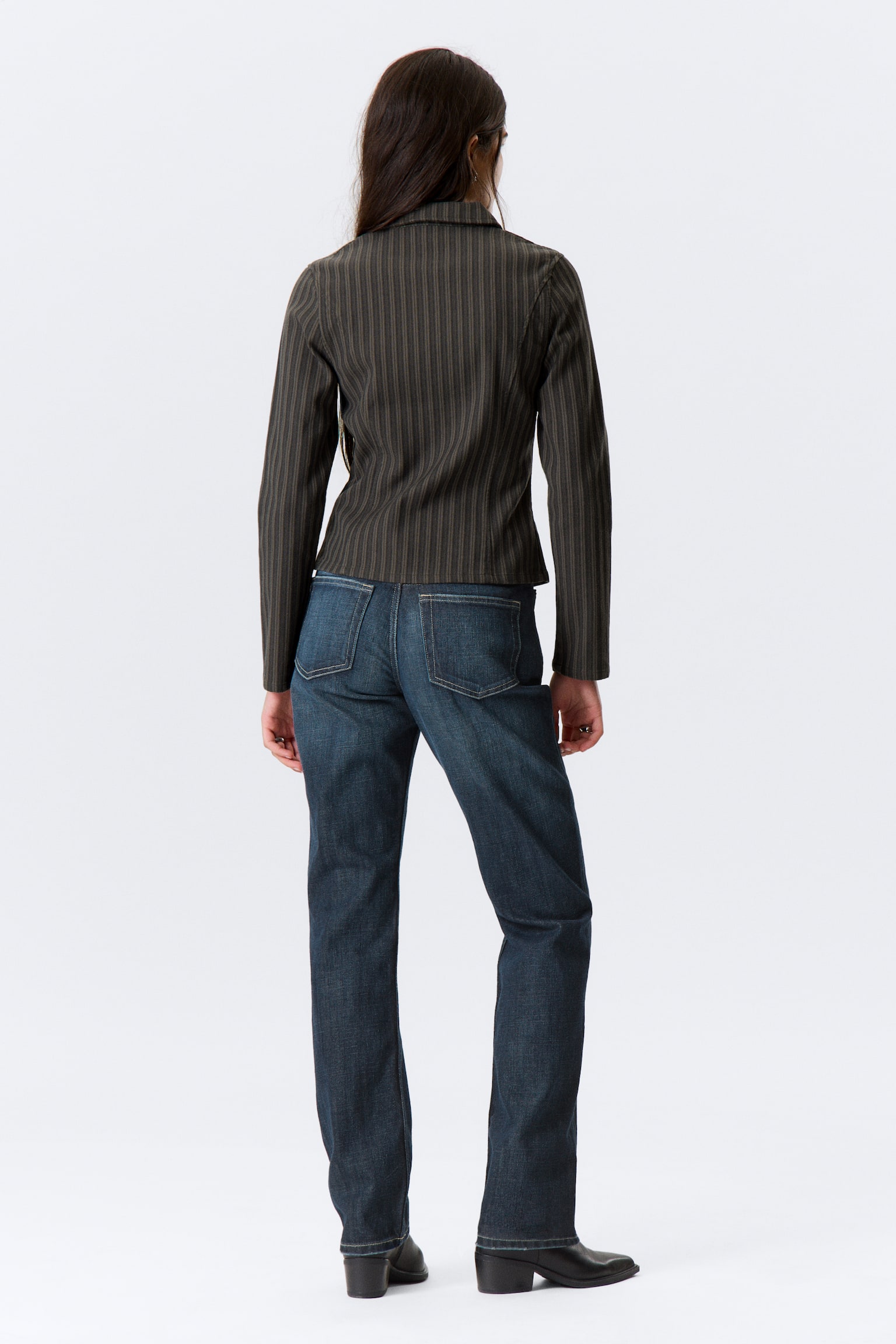 Nauwsluitend corduroy jasje met rits - Gestreept donkergrijs/Bruin corduroy - 6