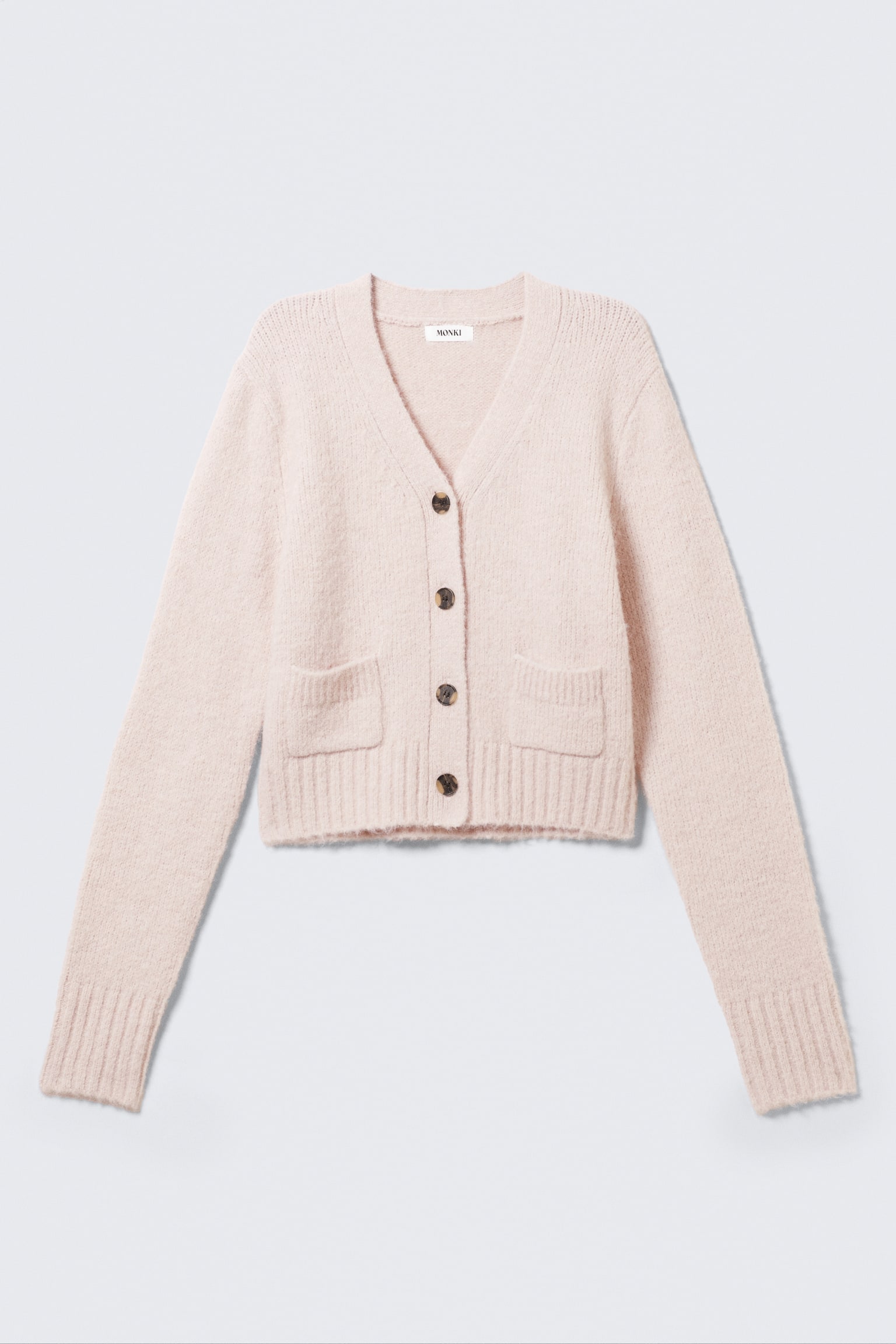 Cardigan a V a coste - Rosa polveroso chiaro/Talpa polvere/Rosso brillante/Nero - 2