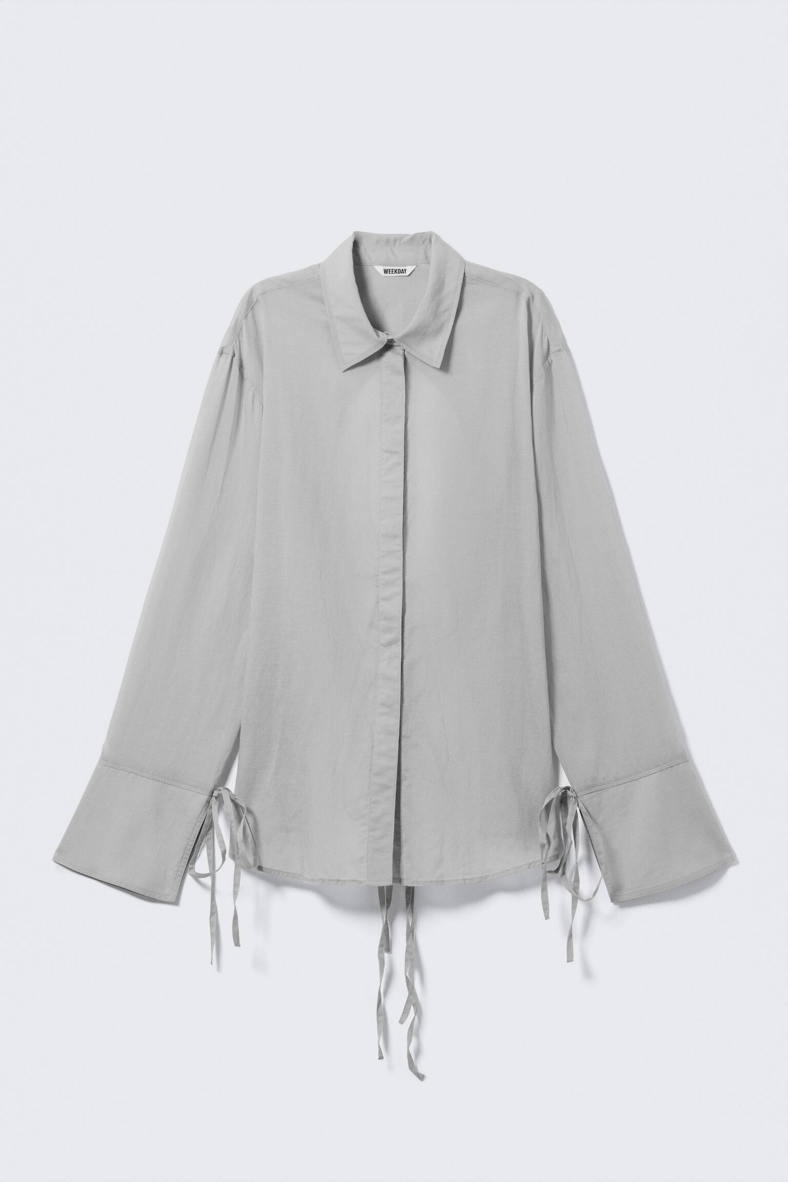 Shirt met open rug en lange mouwen - Zachtgrijs/Zwart - 6