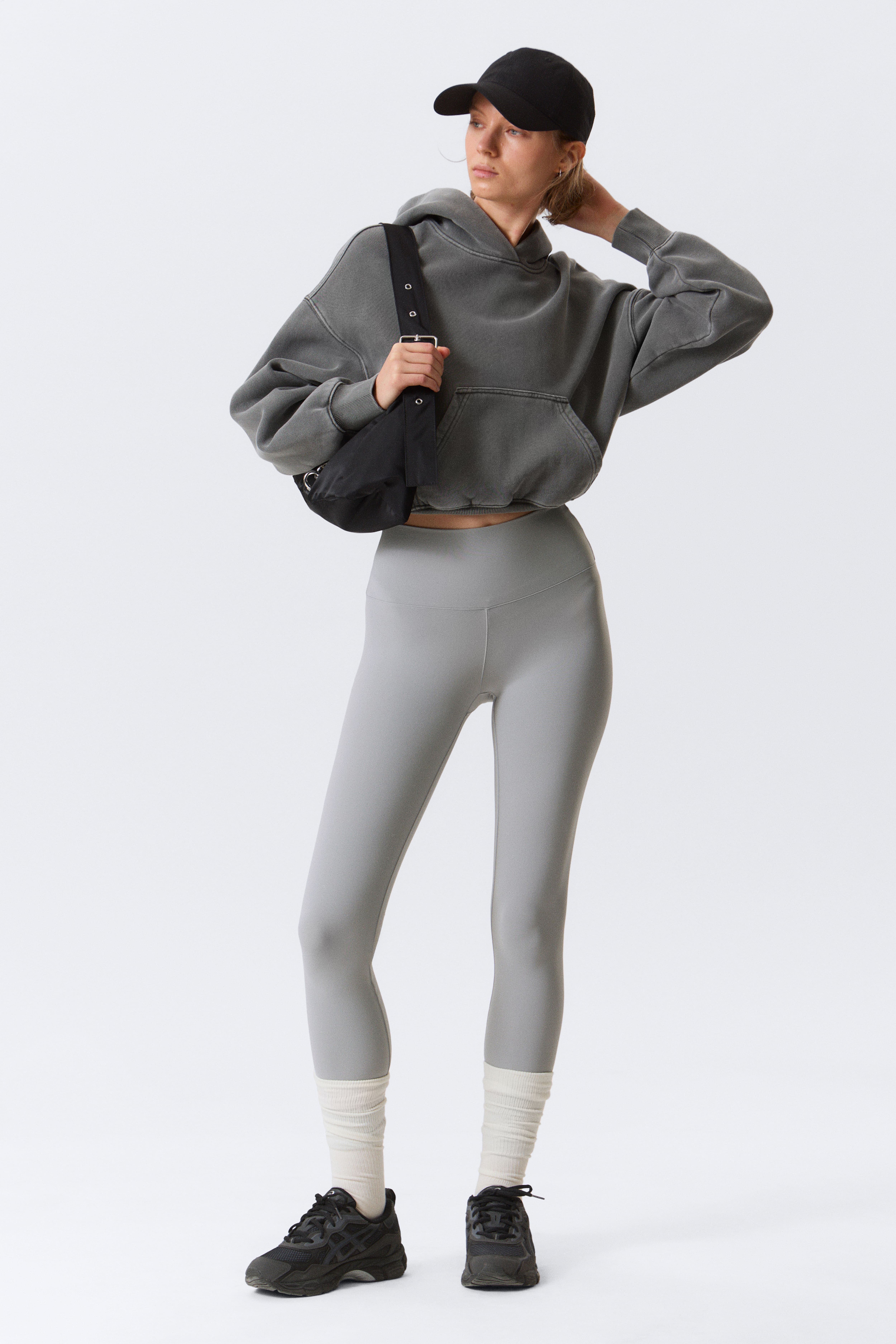 High Waisted Sports Tights - Støvet lysegrå/Sort/Mørkebrun/Mørkegrå/Mørkebrun/Mørk kakigrøn/Hvid