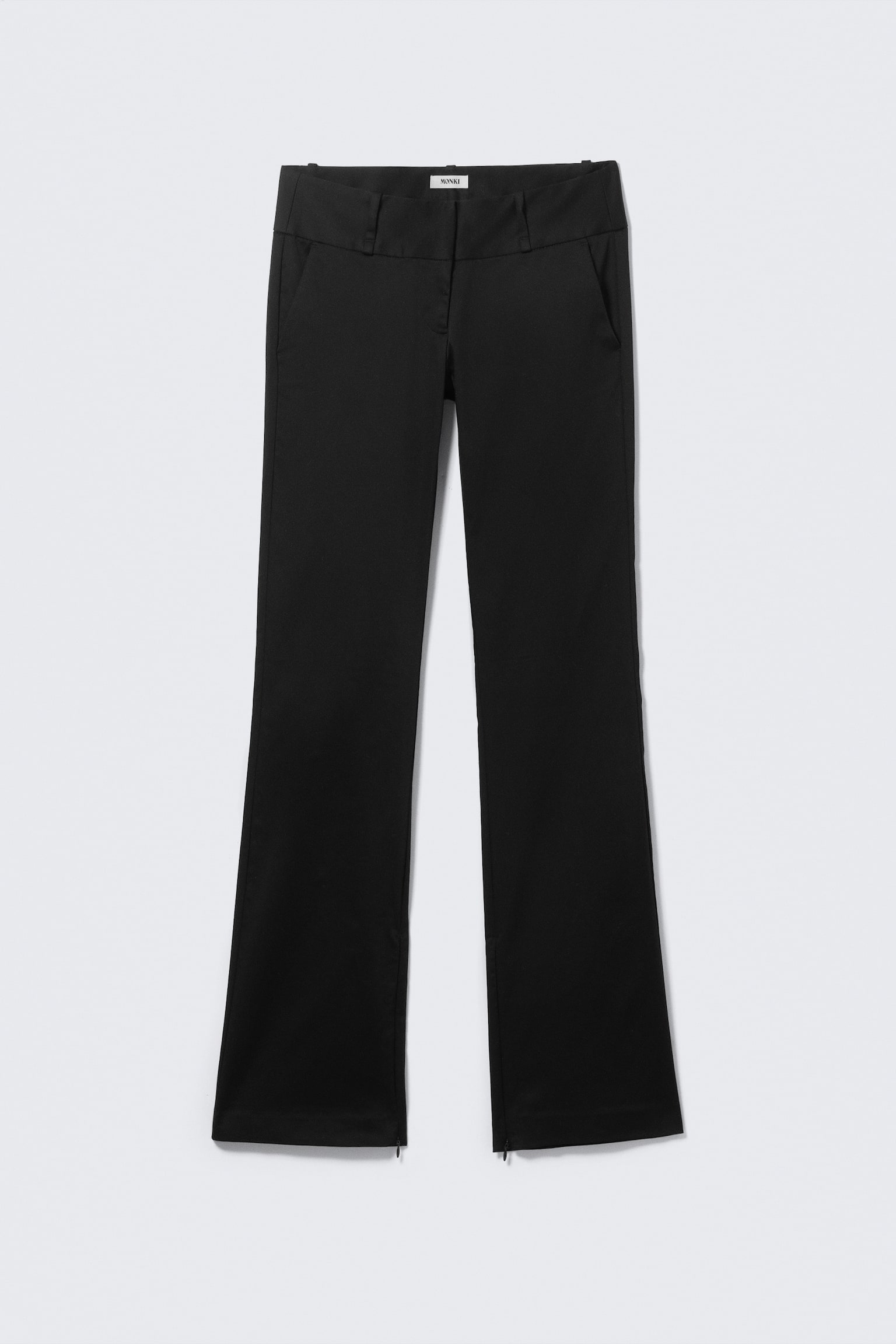 Satijnen broek met lage taille en rits - Zwart - 2