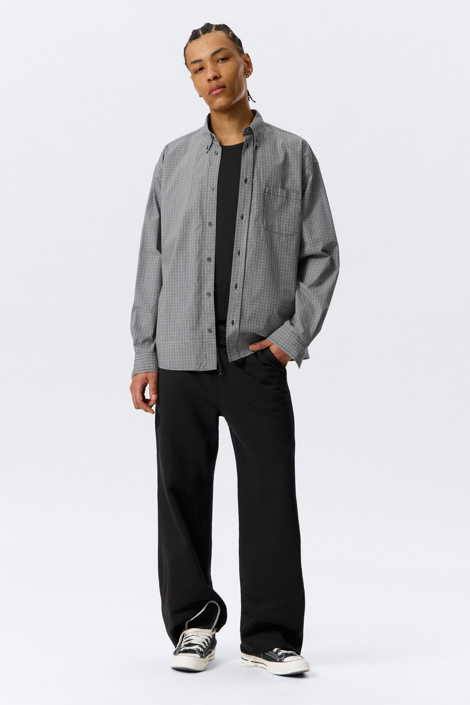 Camicia in popeline con bottoni - nero a quadretti/Bianco - righe blu - 6