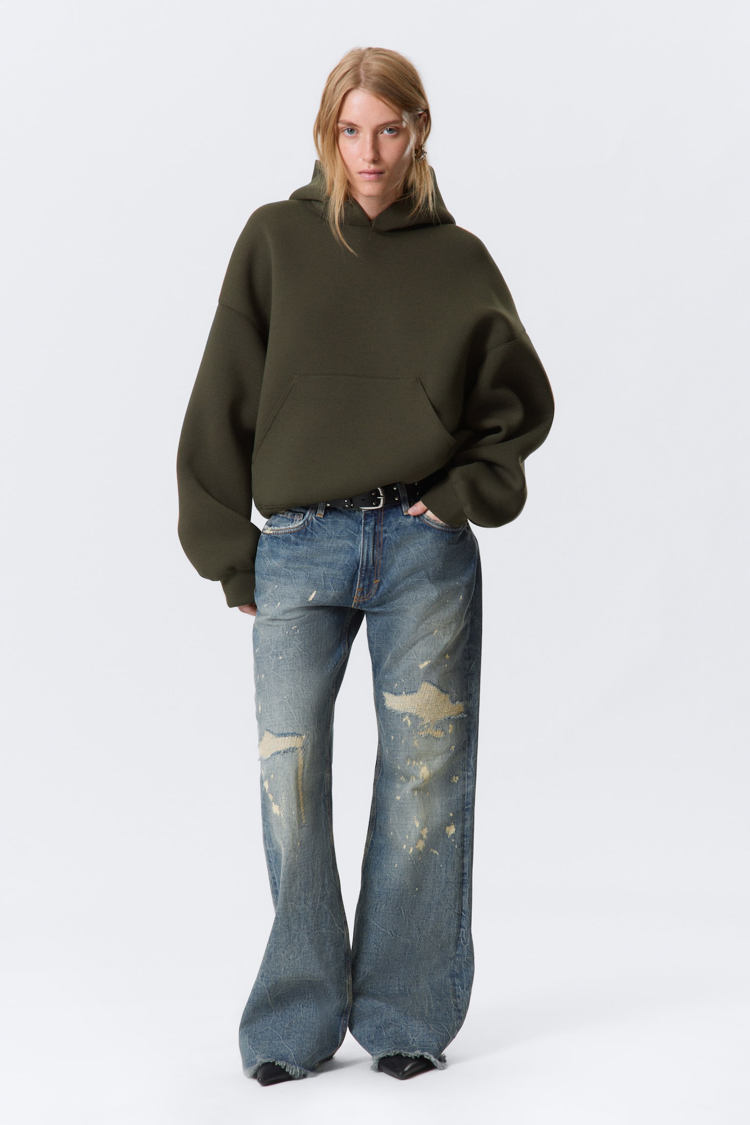 Scuba-Hoodie mit Oversize-Passform - Dunkles Khakigrün/Hellgrau/Schwarz/Grau meliert/Schwarz/Dunkelgrau meliert - 5