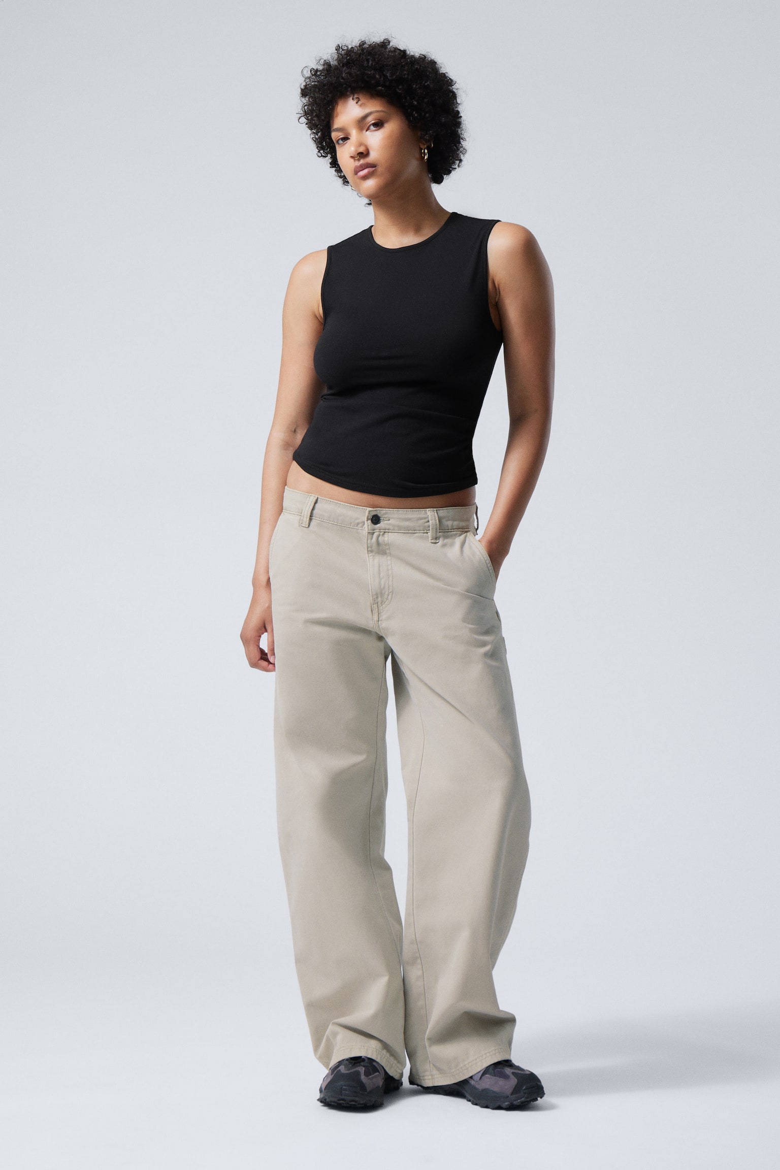 Loose Carpenter Canvas Trousers - Dusty Mole/Dark Grey - 1