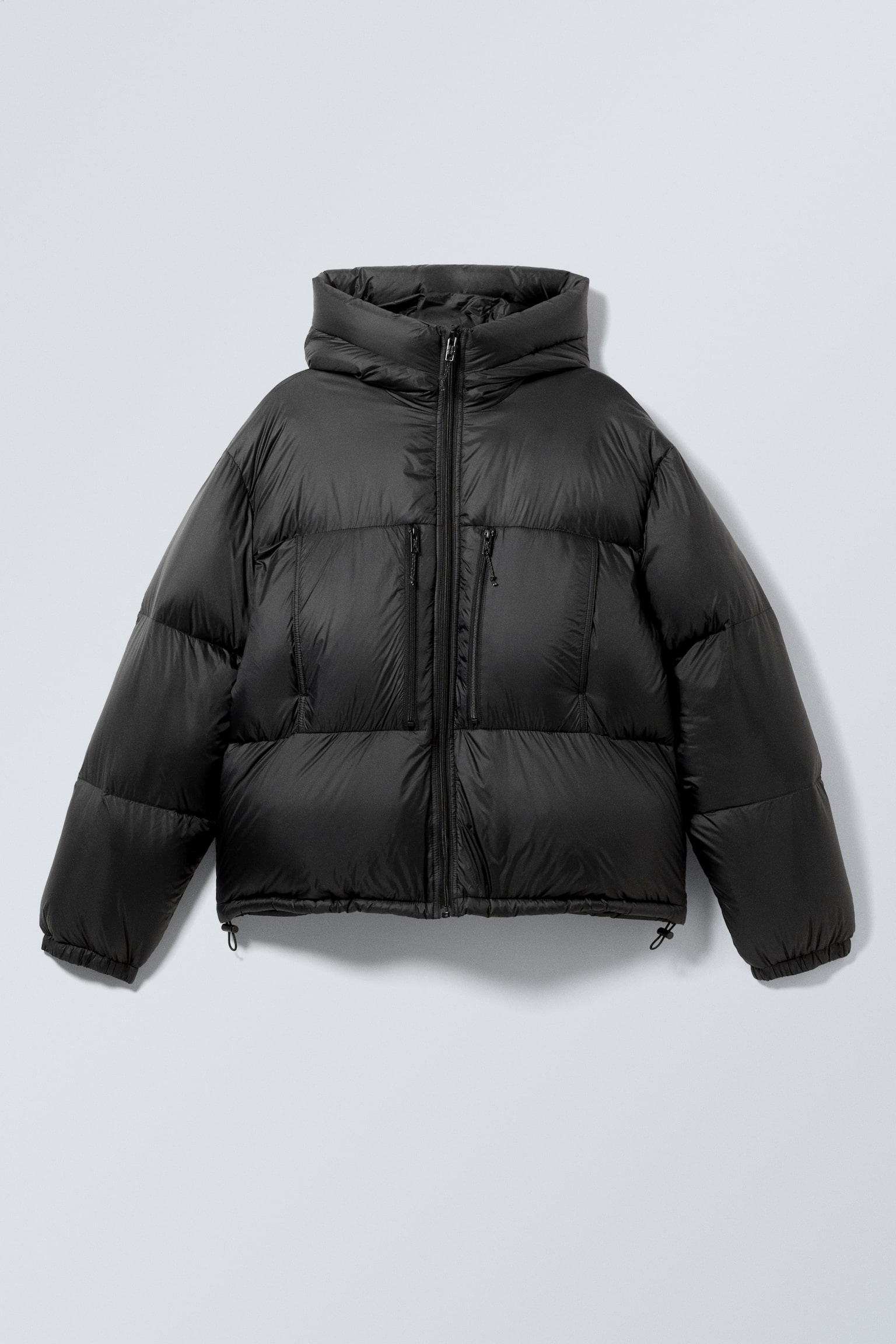 Hooded Recycled Down Puffer Jacket - Black - 2