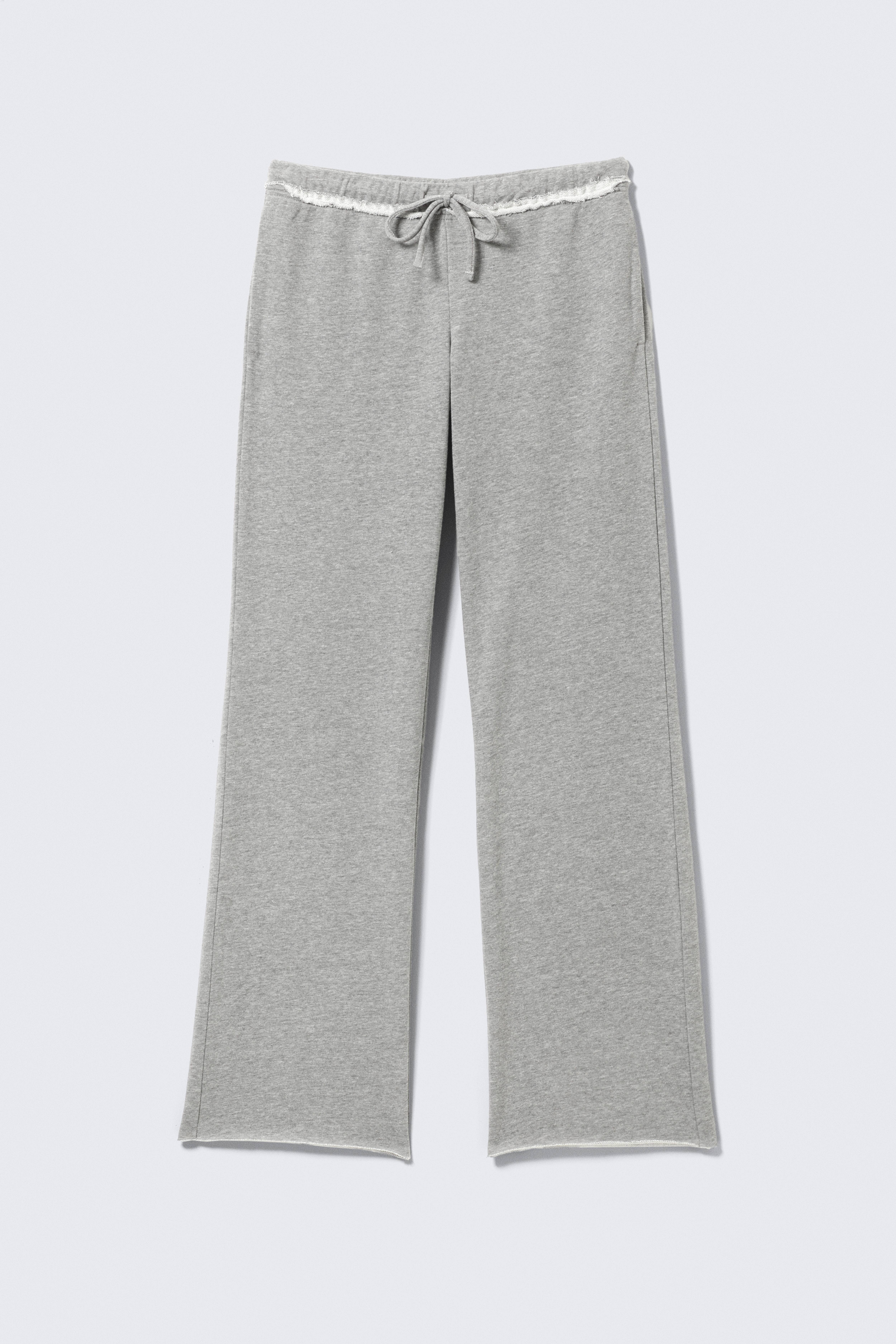 Weite Frottee-Pyjamahose mit mittelhohem Bund - Grau meliert/Dunkelblau