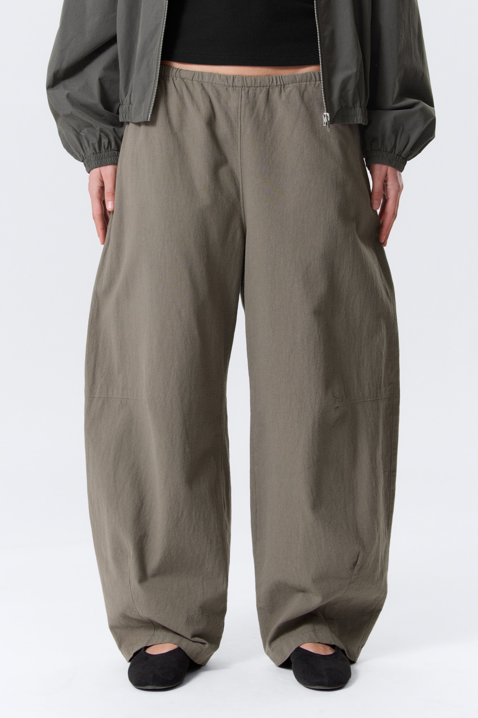 Losse pull-on broek met lage taille - Grijs/Lichtbeige - 3