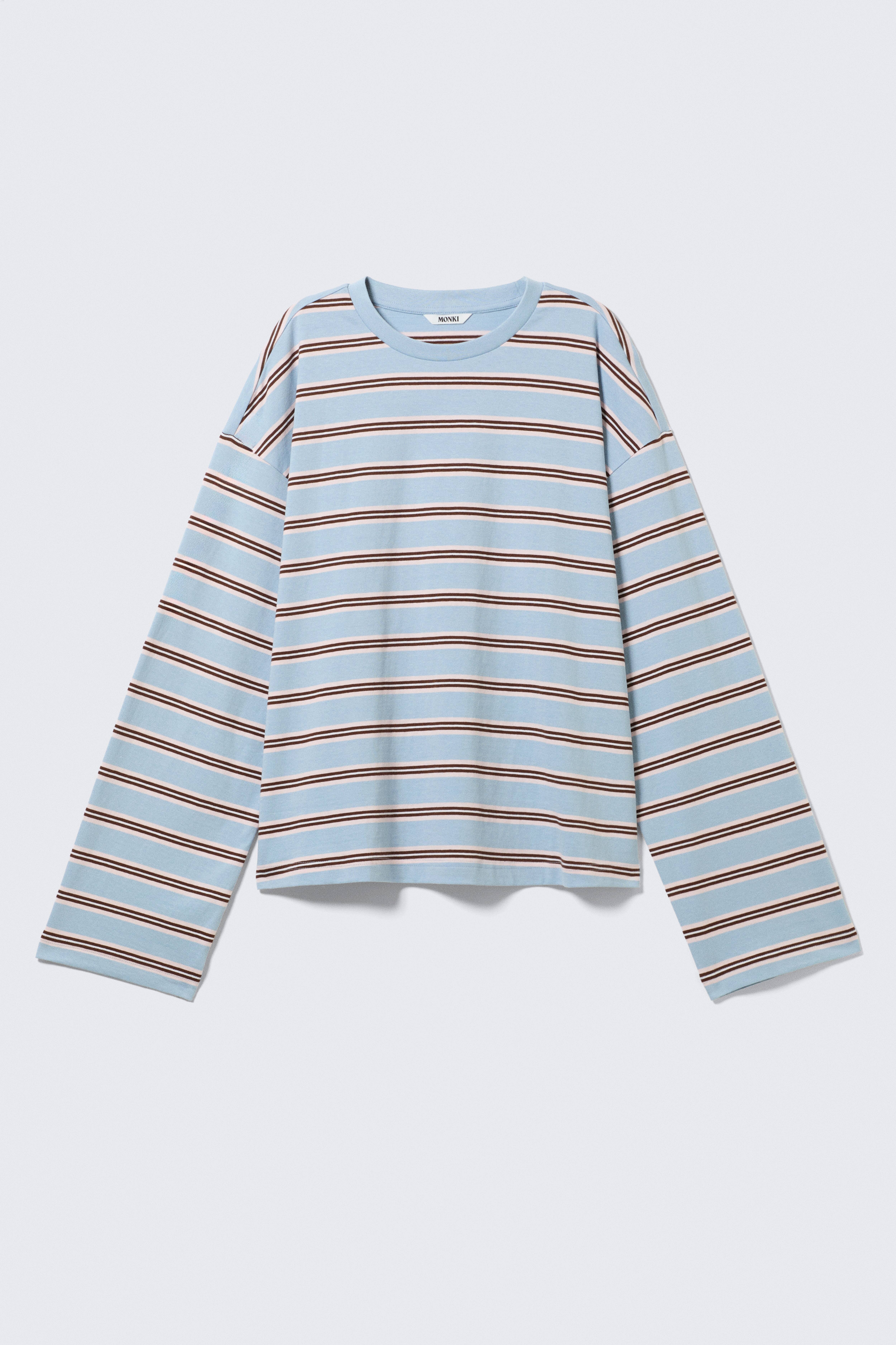 T-shirt in cotone a maniche lunghe - Blu a righe/Righe bianche e marroni/Bianco – Righe rosa/rosse/Navy/rosa a righe/Dusty White - Righe marroni/Rosa - Righe gialle