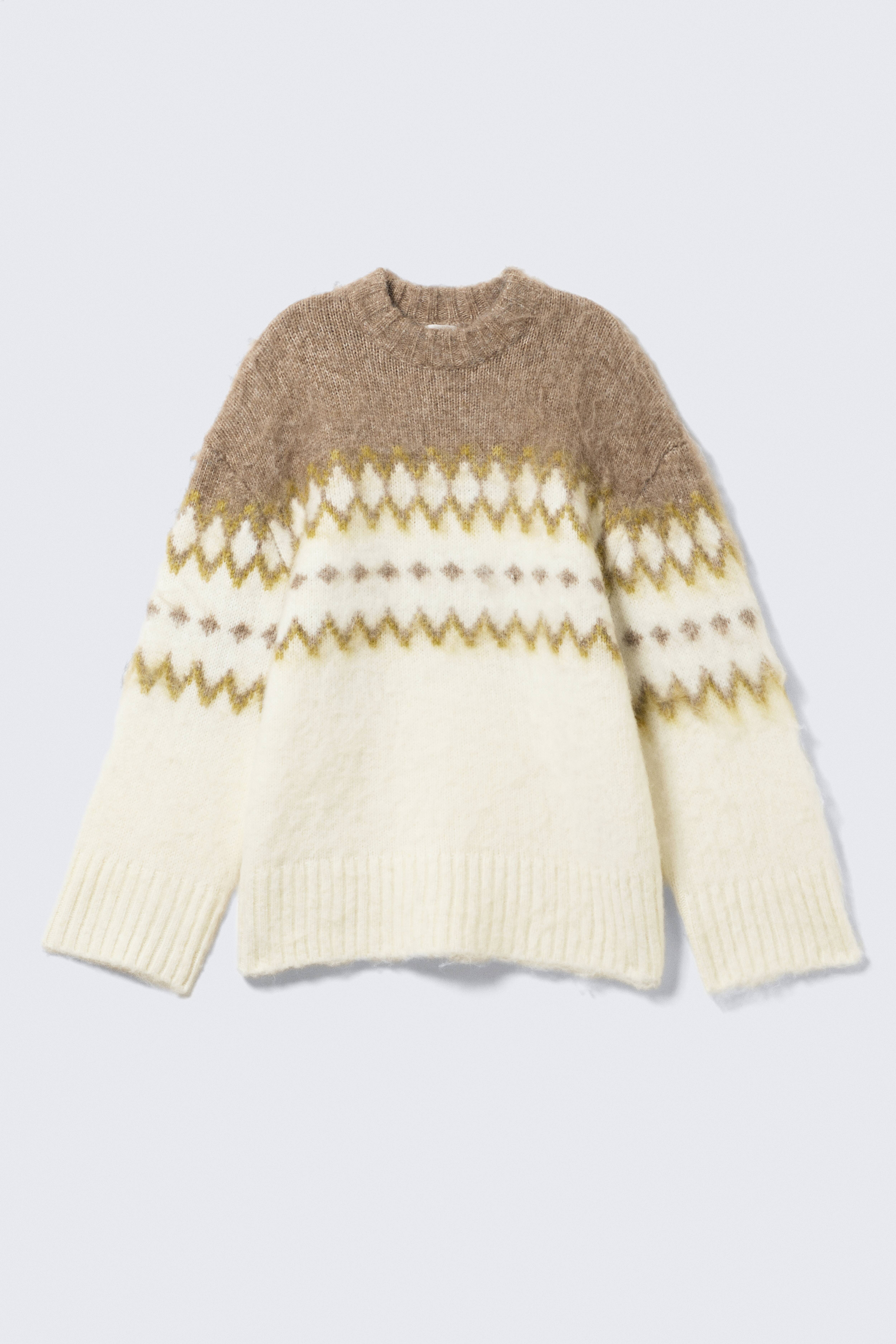Pullover in misto mohair - Bianco/beige scuro/Dusty Yellow & Brown Stripes/Blu a righe/Beige/Grey Fairisle/Marrone scuro