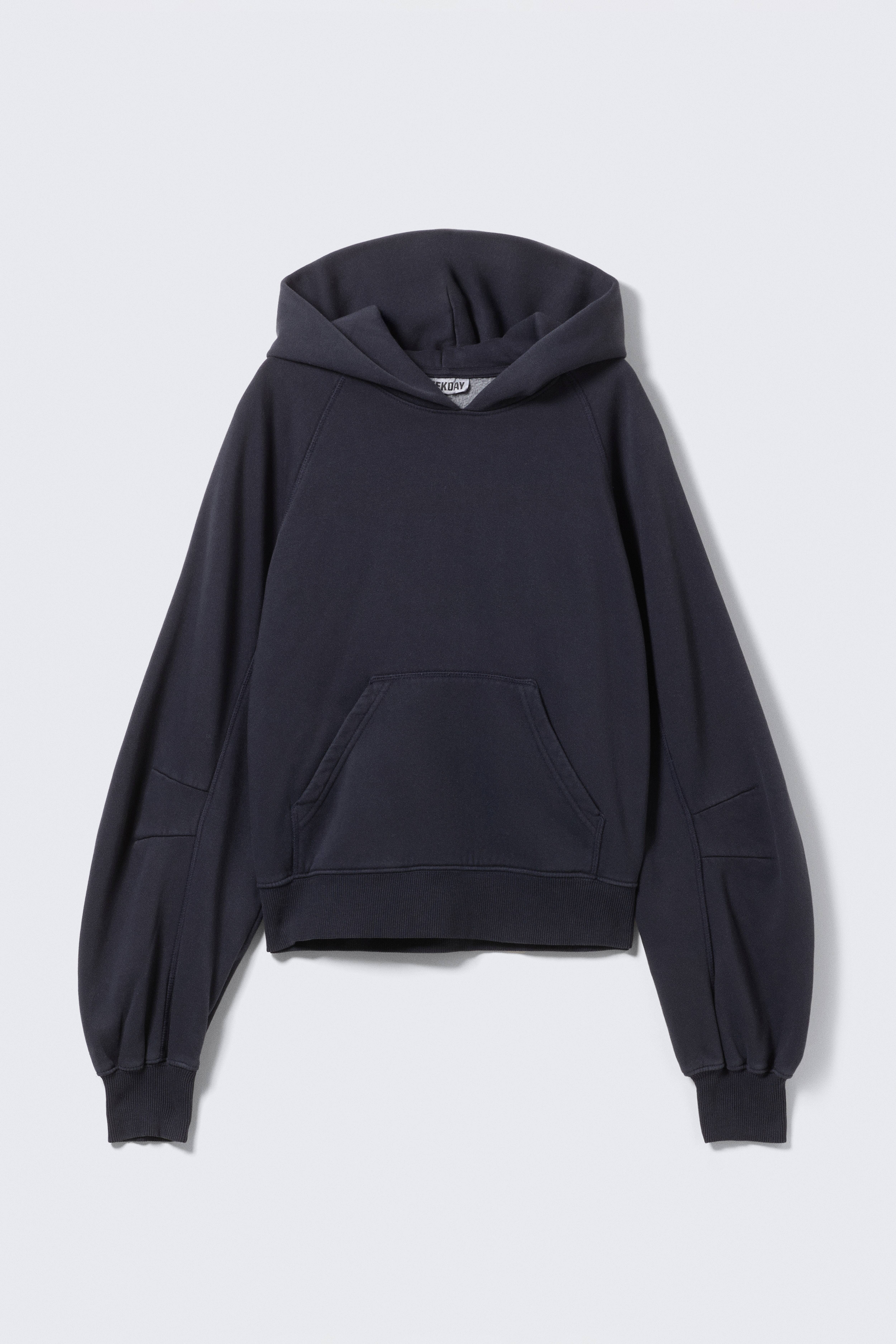 Boxy hoodie met raglanmouwen - Gewassen donker marineblauw/Grijs gemêleerd