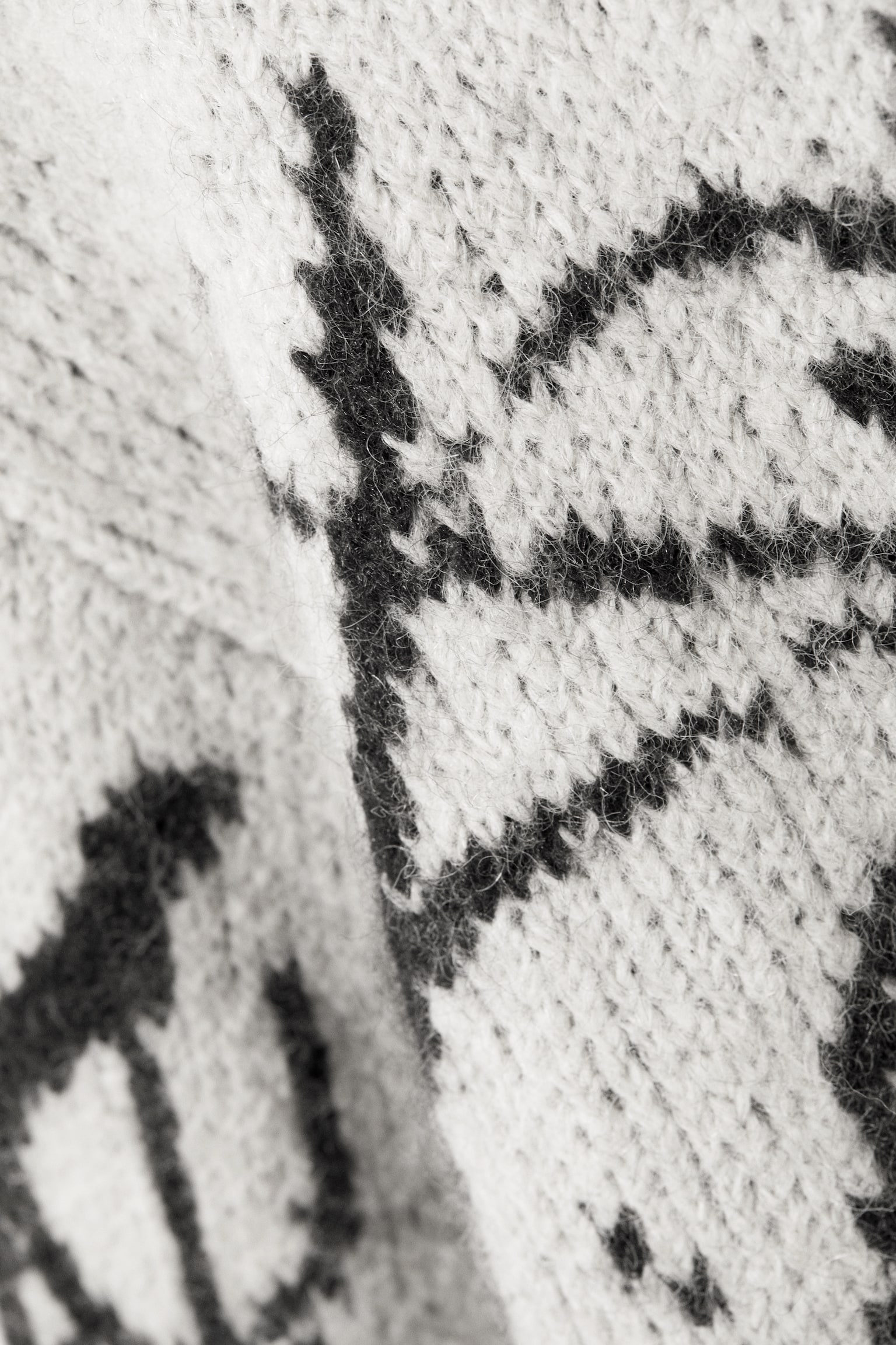 Pull graphique en maille de laine mélangée - Graphique blanc - noir - 5