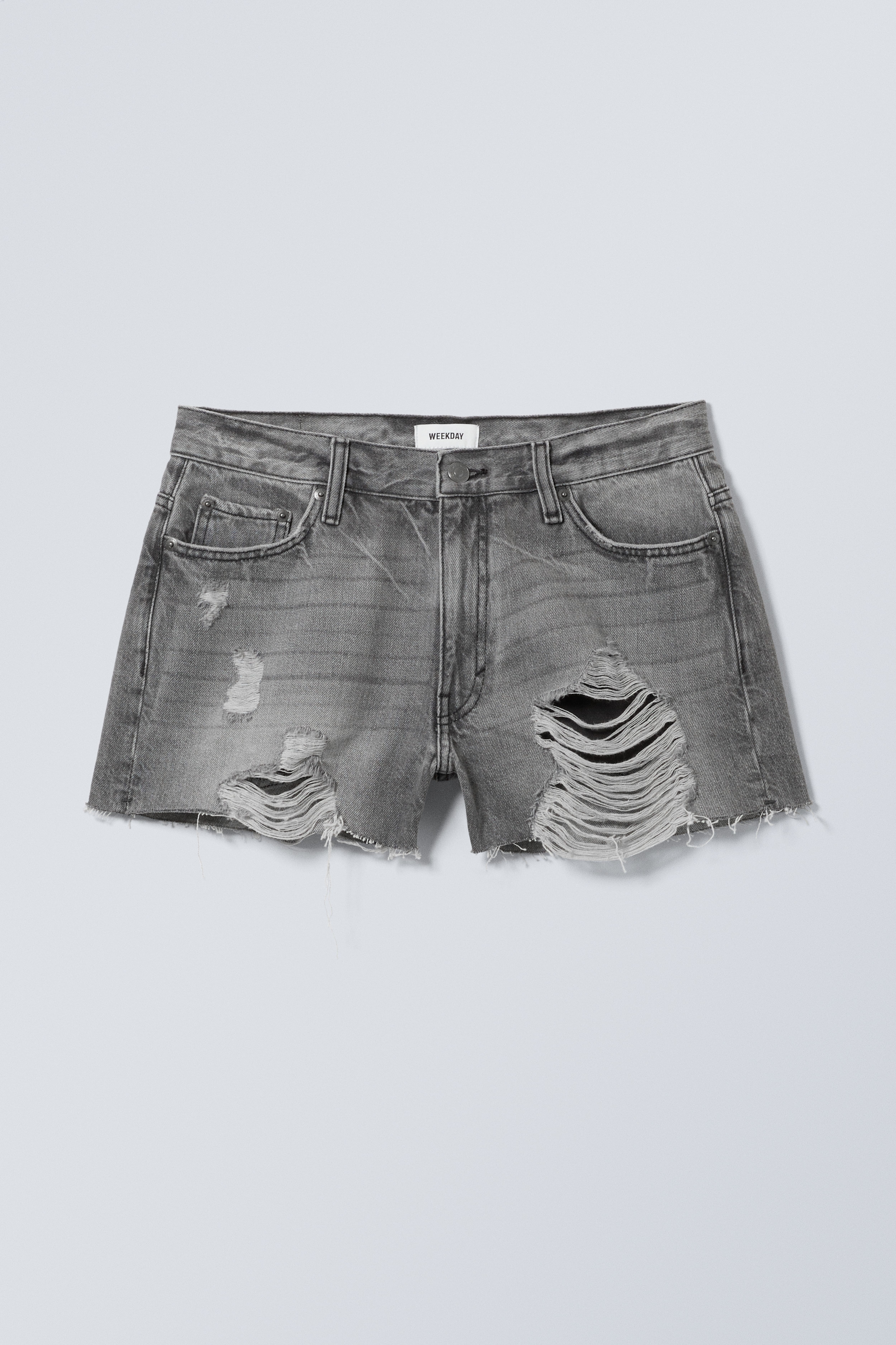 Distressed denim shorts black online