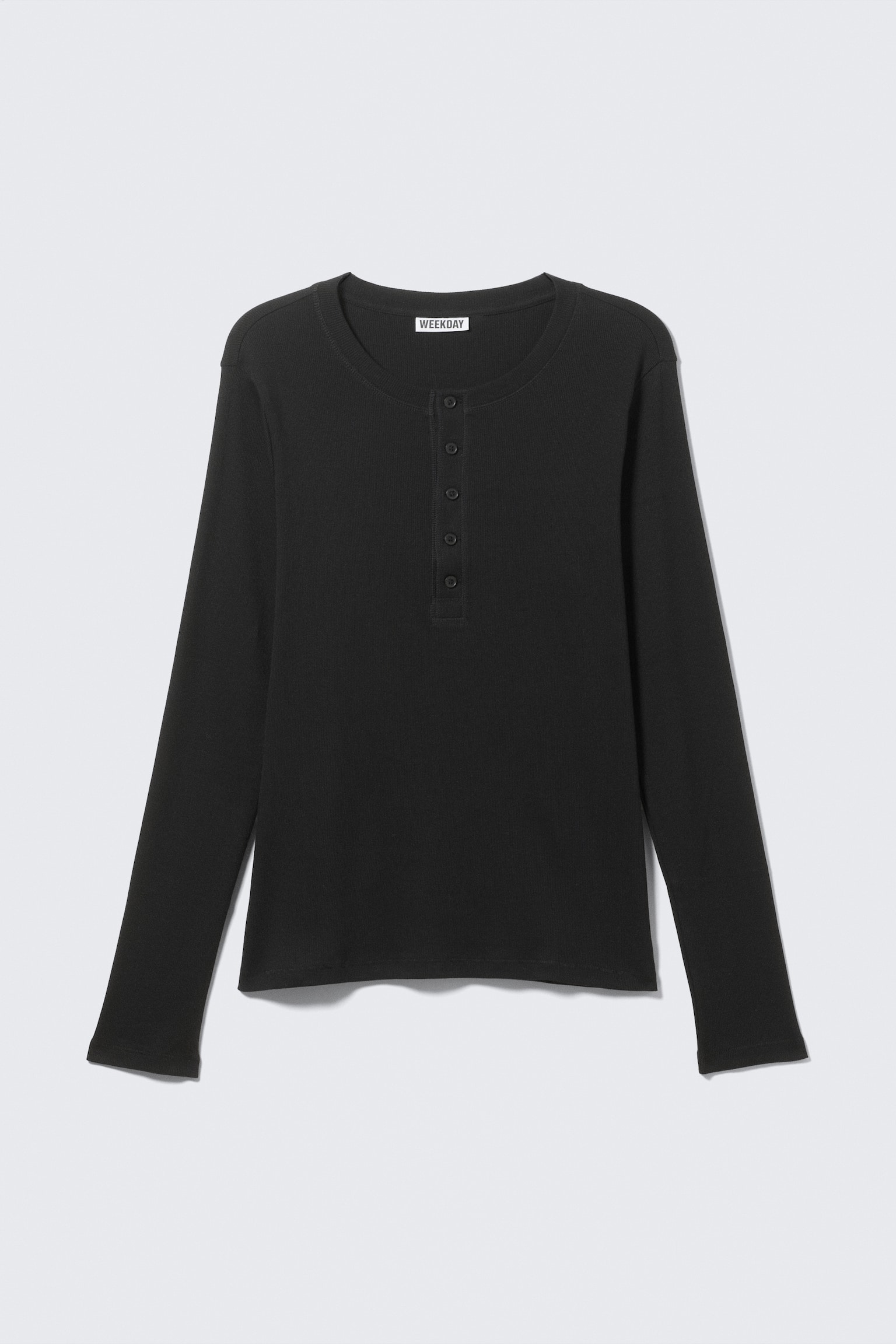 Tricou Henley cu mânecă lungă - Negru - 2