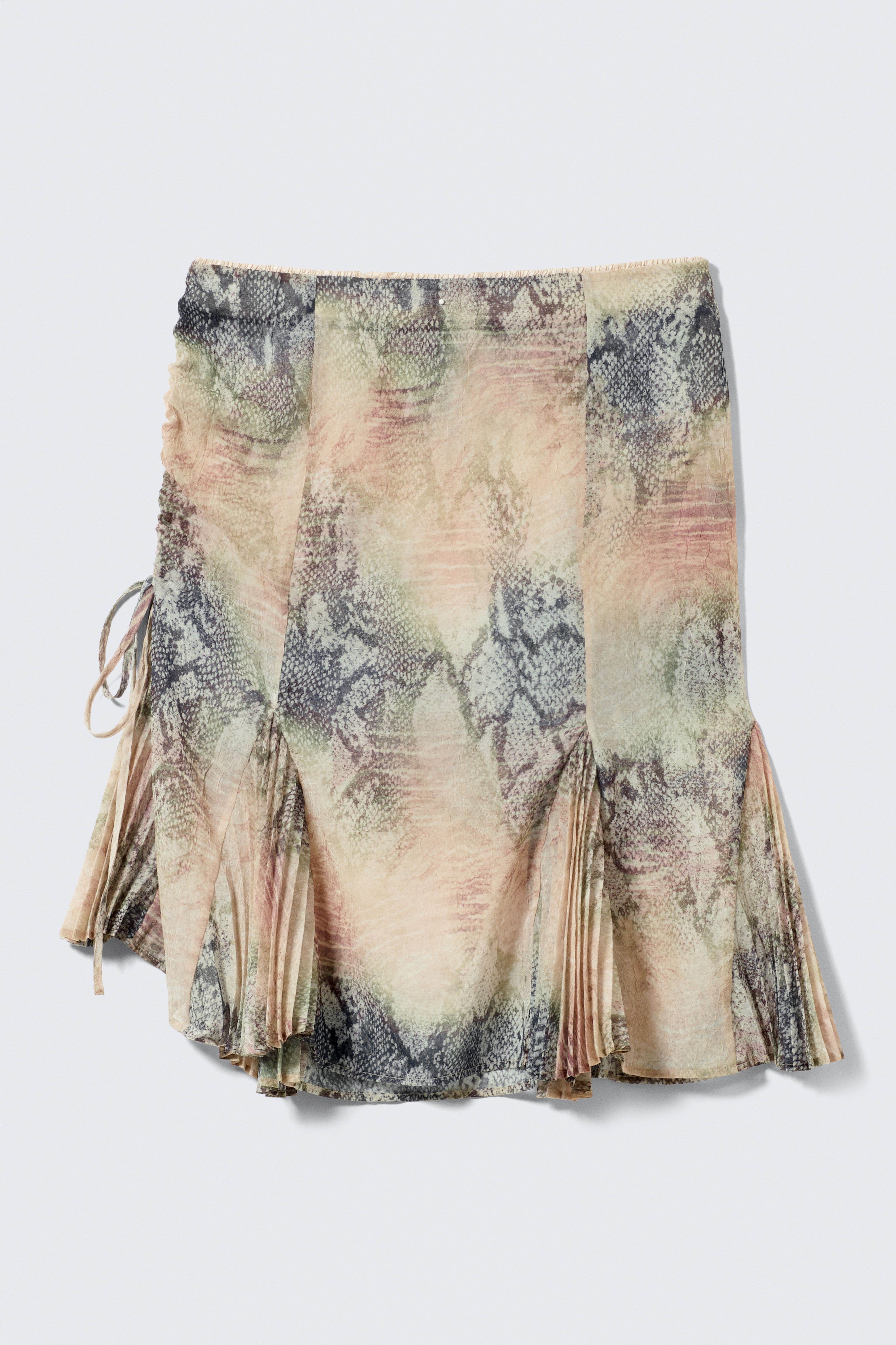 Jupe midi sirène taille basse - Beige - Motif serpent