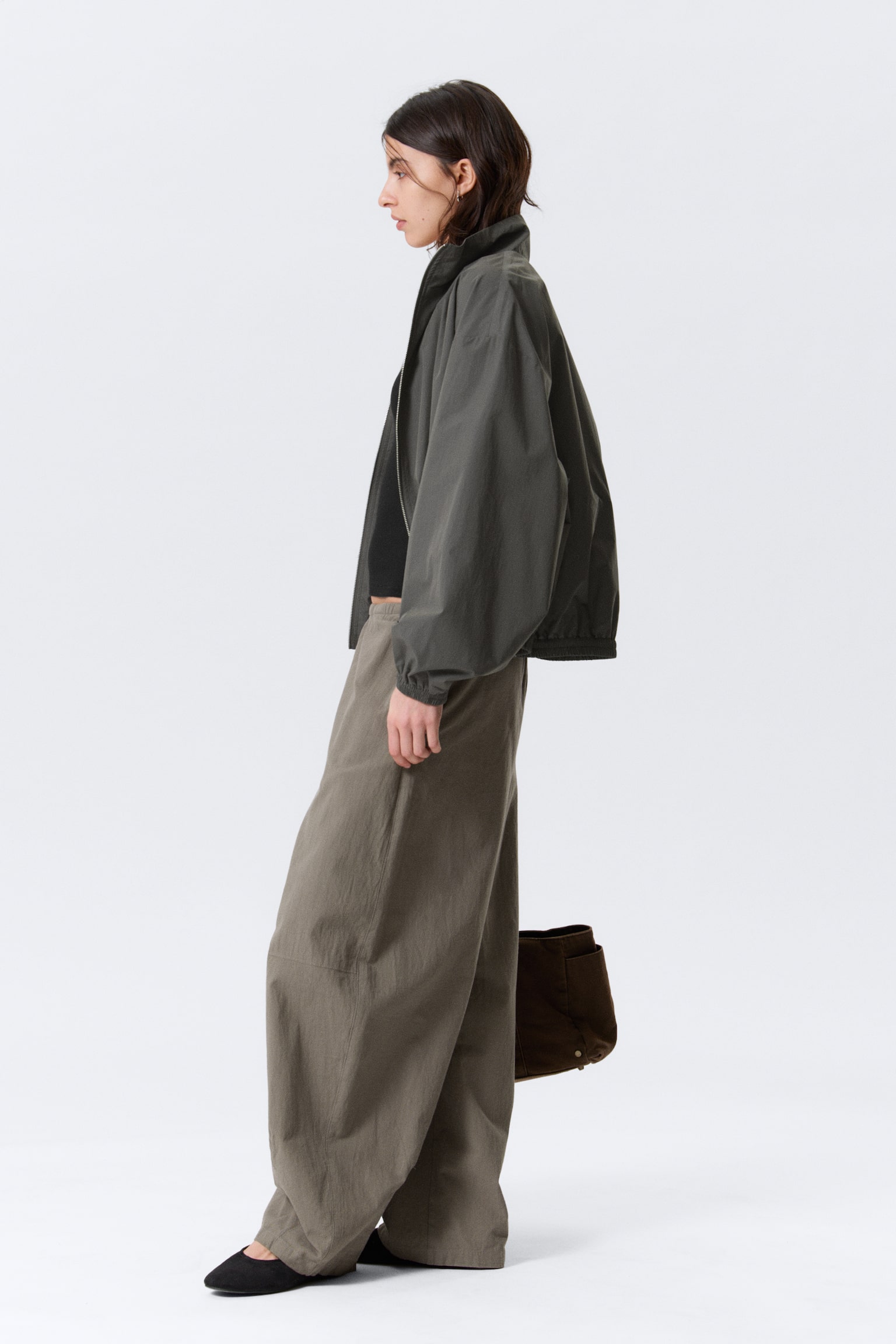 Losse pull-on broek met lage taille - Grijs/Lichtbeige - 5