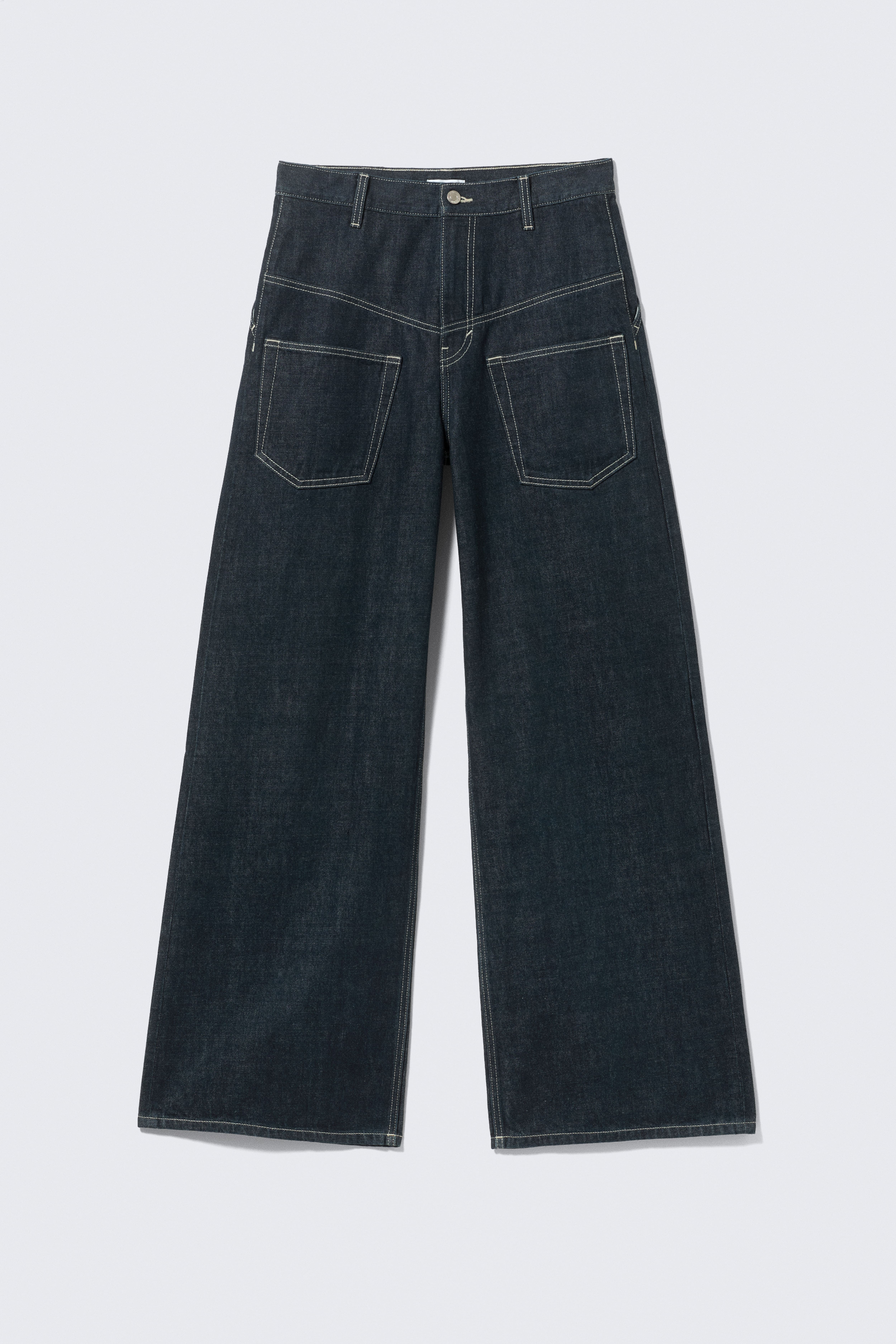 Solar Deconstructed Loose Wide Leg Jeans - Blue Rinse - Dunkelblau