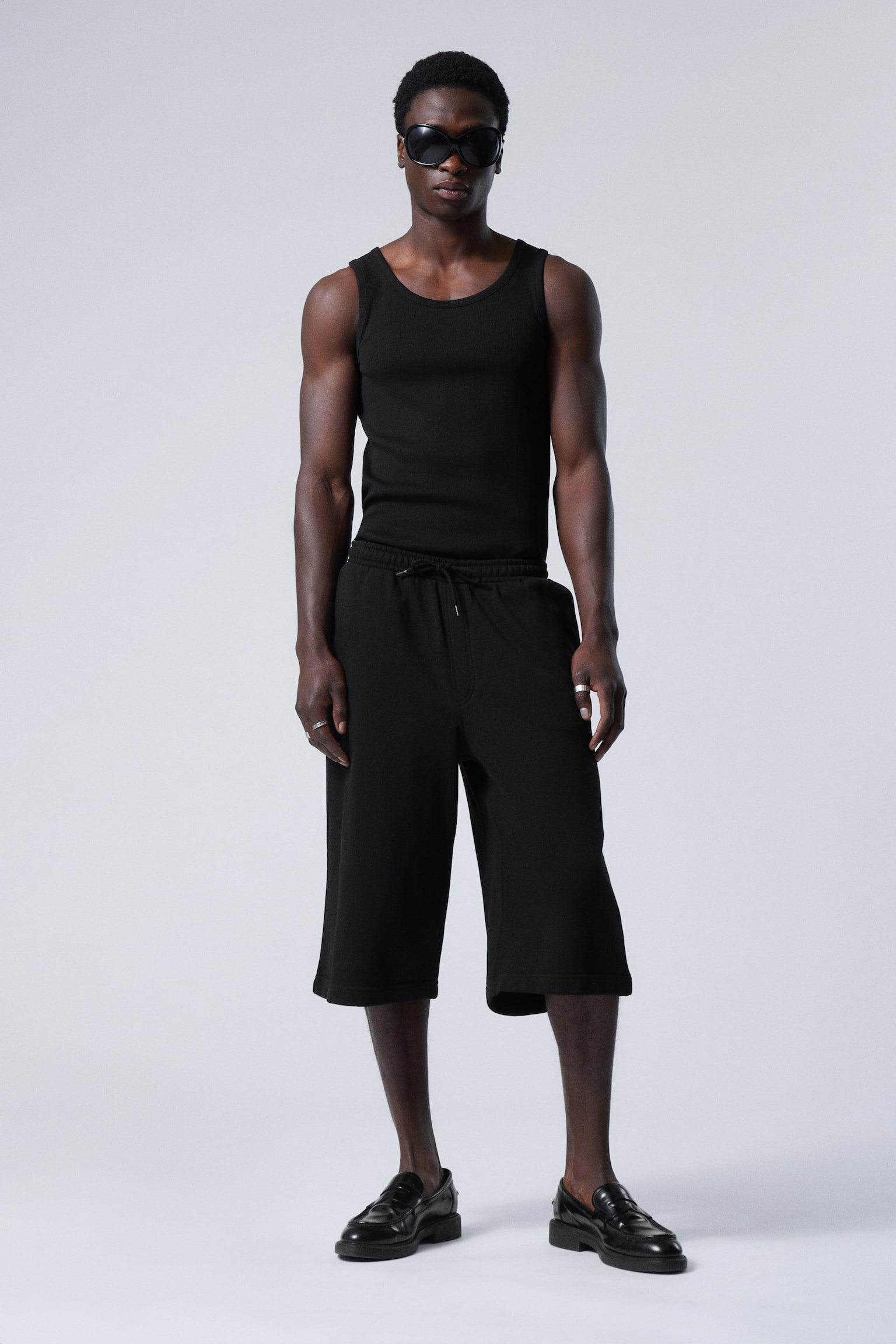 Astro Loose Terry Shorts - Black/Grey Melange - 1