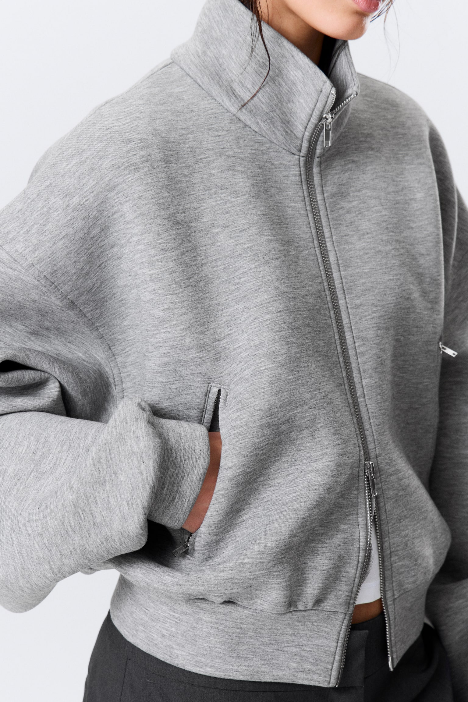 OVERSIZED SCUBA JACK MET RITS - Grijs gemêleerd - 6