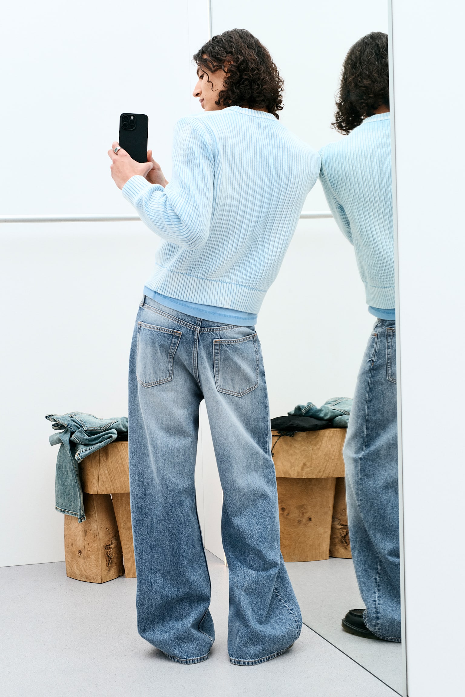 Solar Loose Wide Leg Unisex Jeans - Blue Horses - Mittelblau/Blue Rinse - Dunkelblau/Redondo Black - Gewaschen - 1