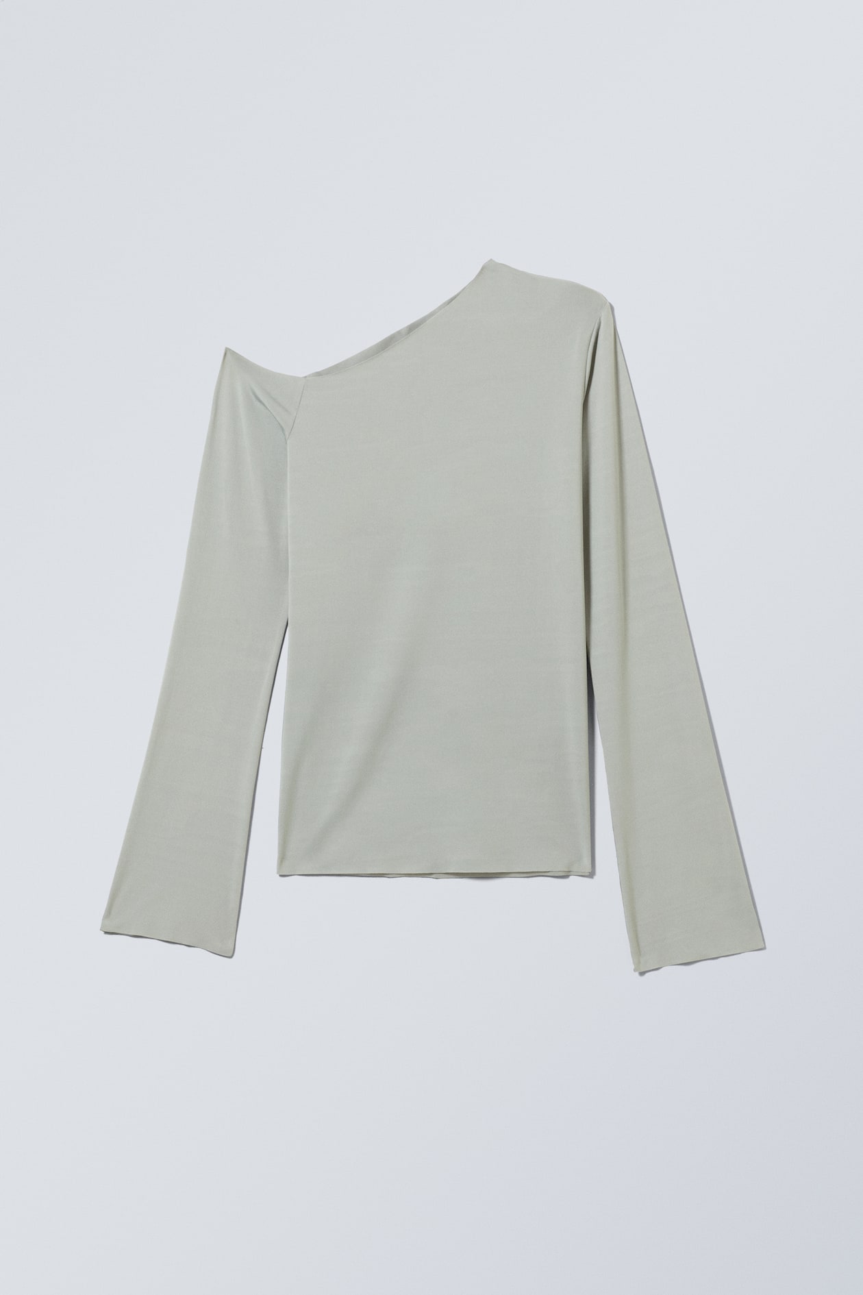 Kiara One Shoulder Top - Asymmetric neckline - Long sleeve - Dusty Grey ...