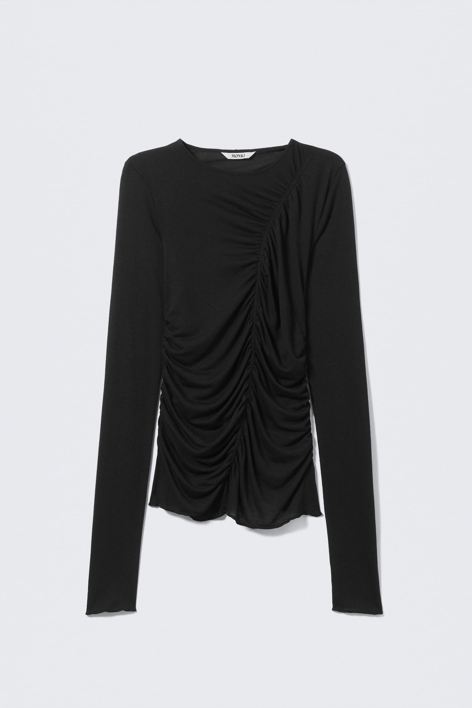 Gerafftes Longsleeve-Top - Schwarz/Flieder - 2