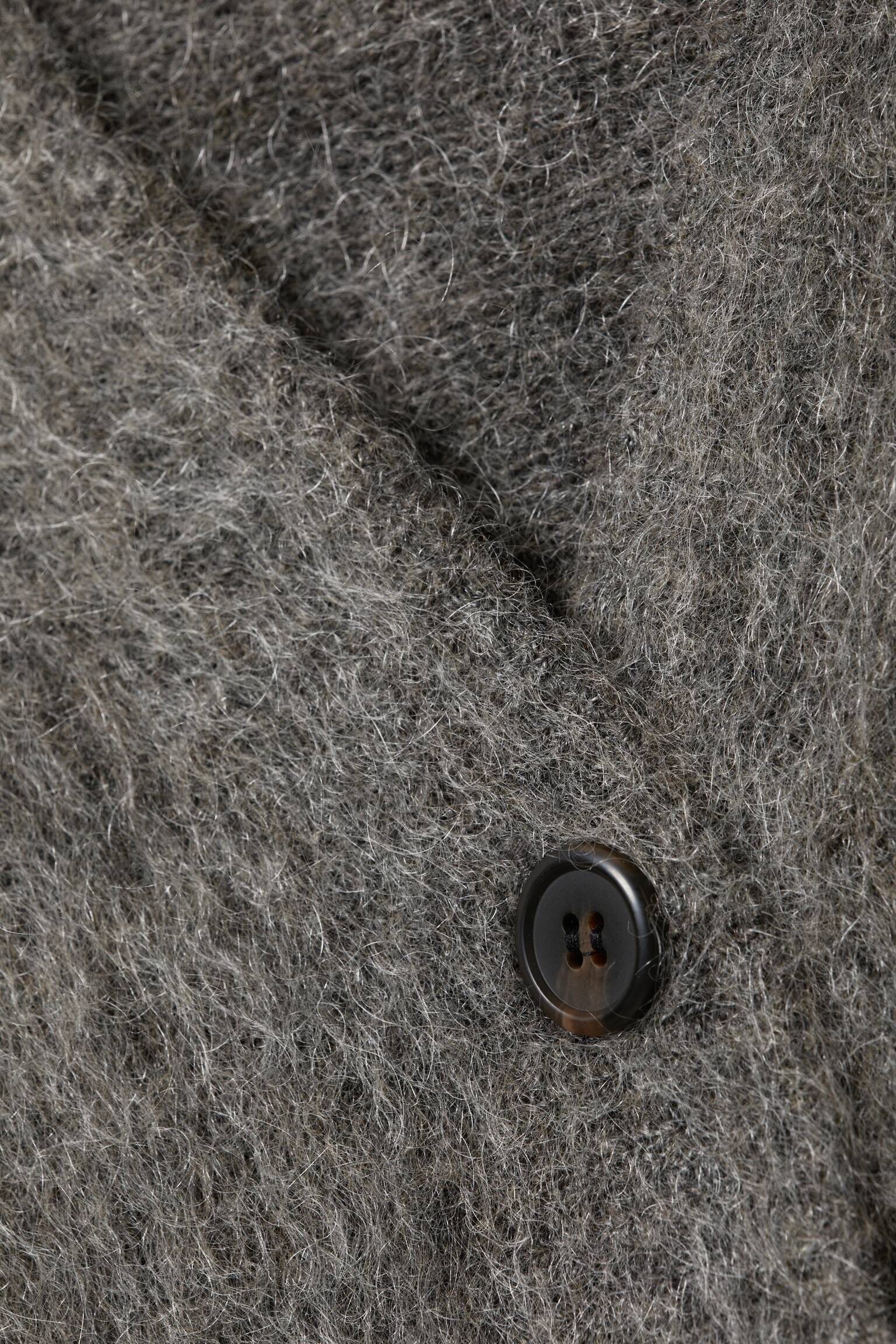 Cardigan a V in misto mohair - Grigio scuro/Marrone scuro mélange - 5