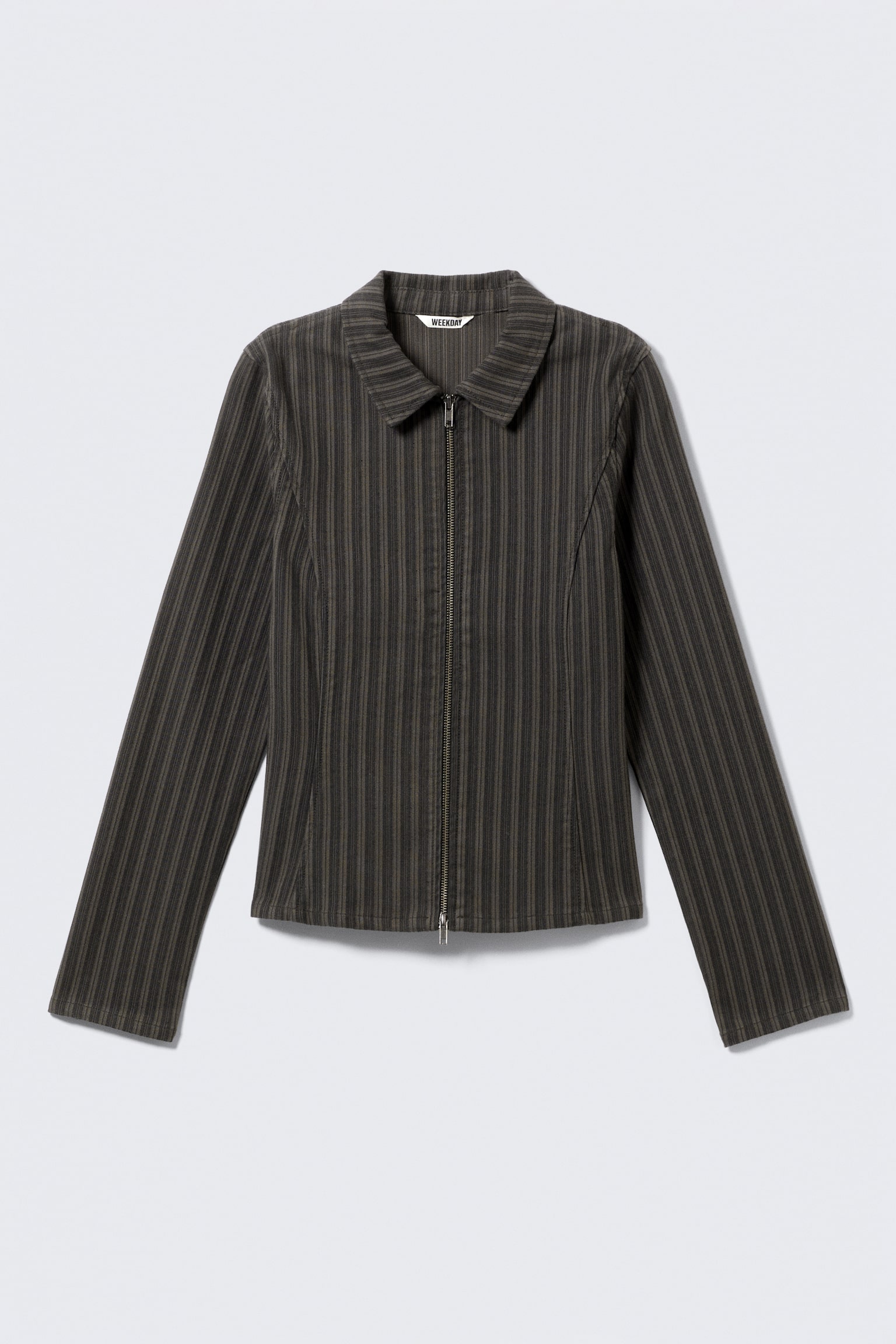 Nauwsluitend corduroy jasje met rits - Gestreept donkergrijs/Bruin corduroy - 2