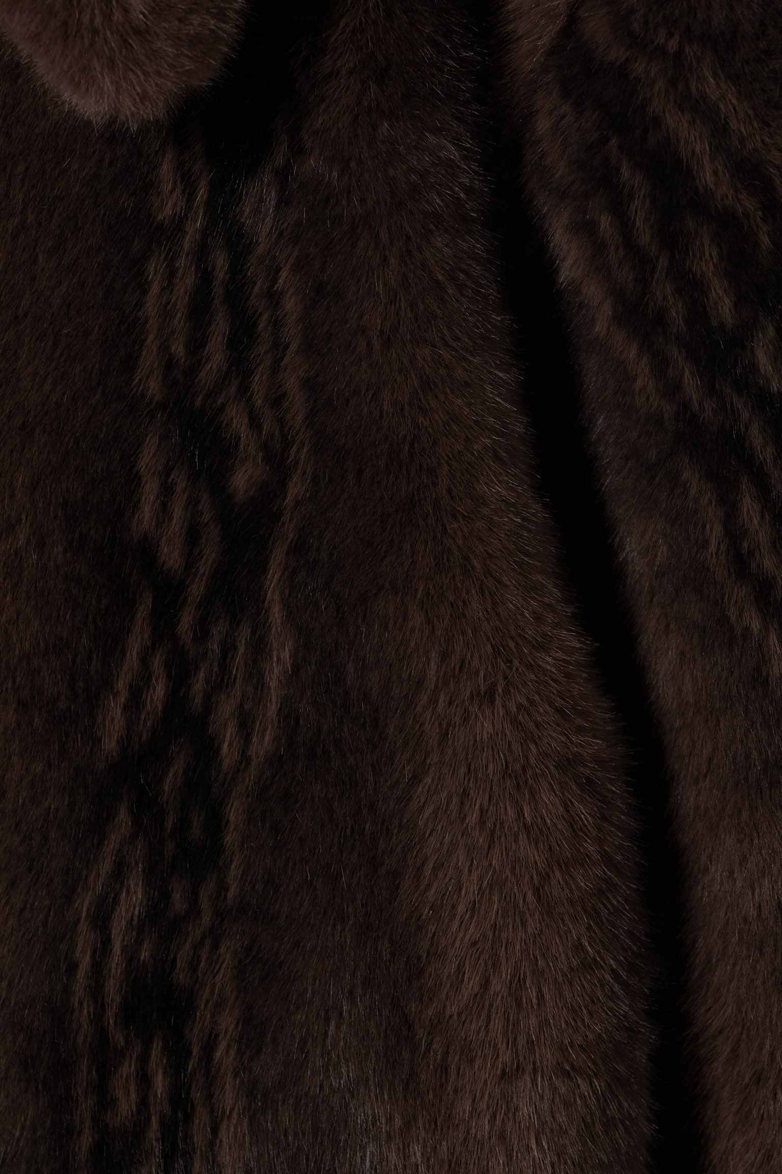 Kunstpelzjacke mit Reißverschluss - Dunkelbraun/Schwarz/Off-white - 5