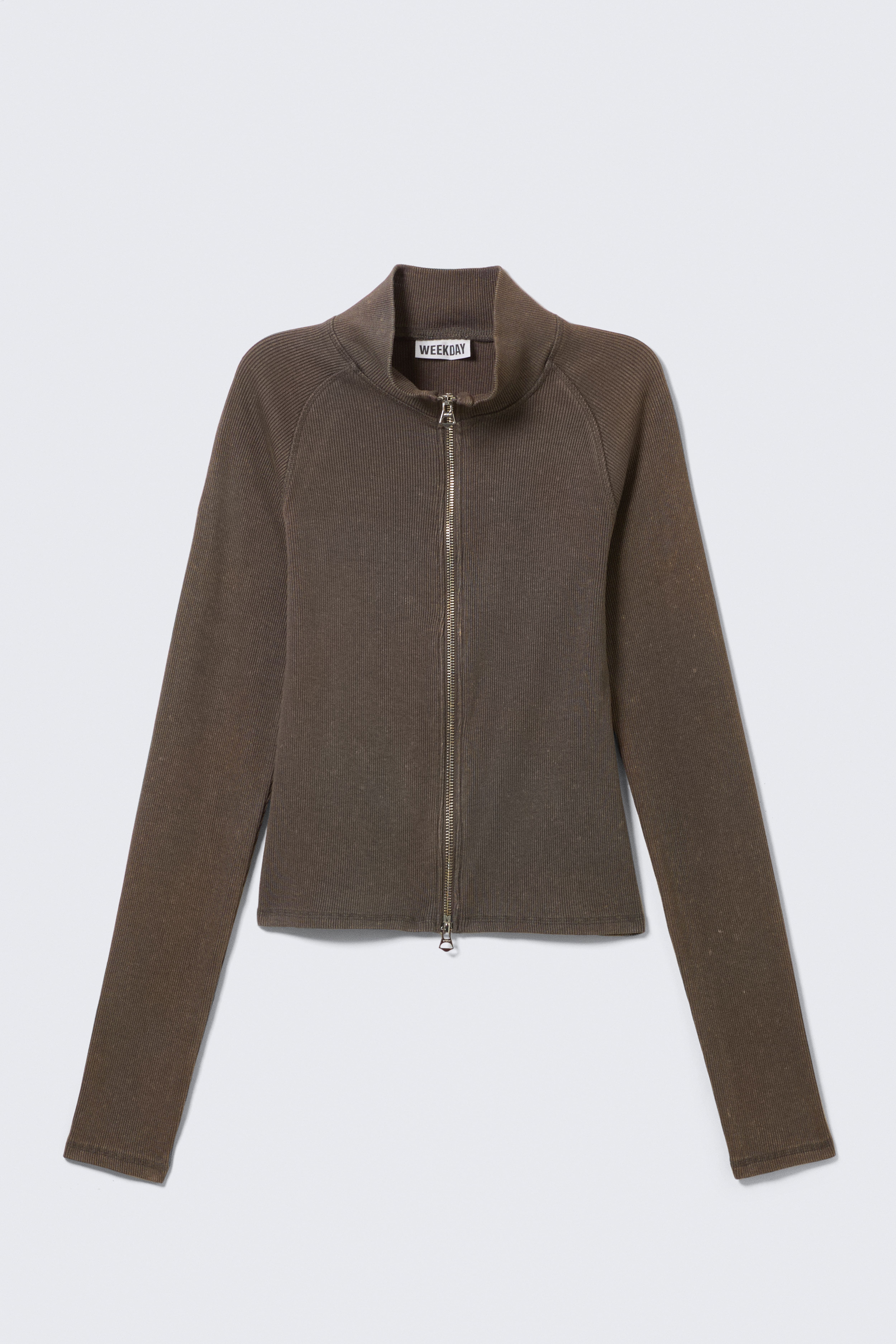 Top aderente a collo alto - Grigio scuro lavato/Nero