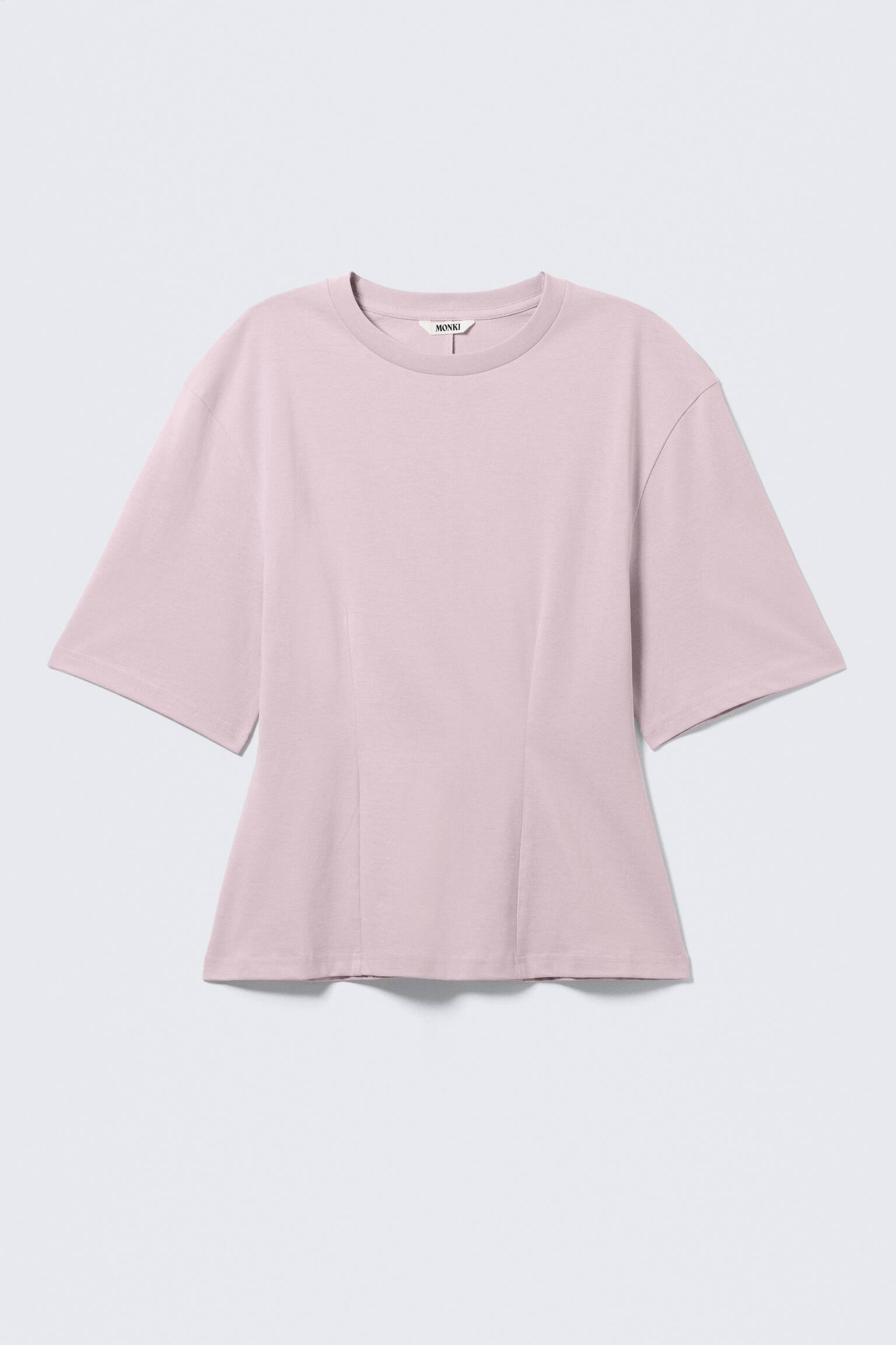 Nauwsluitend T-shirt met Dart Detail - Lichtroze/Licht kakigroen/Wit - 2