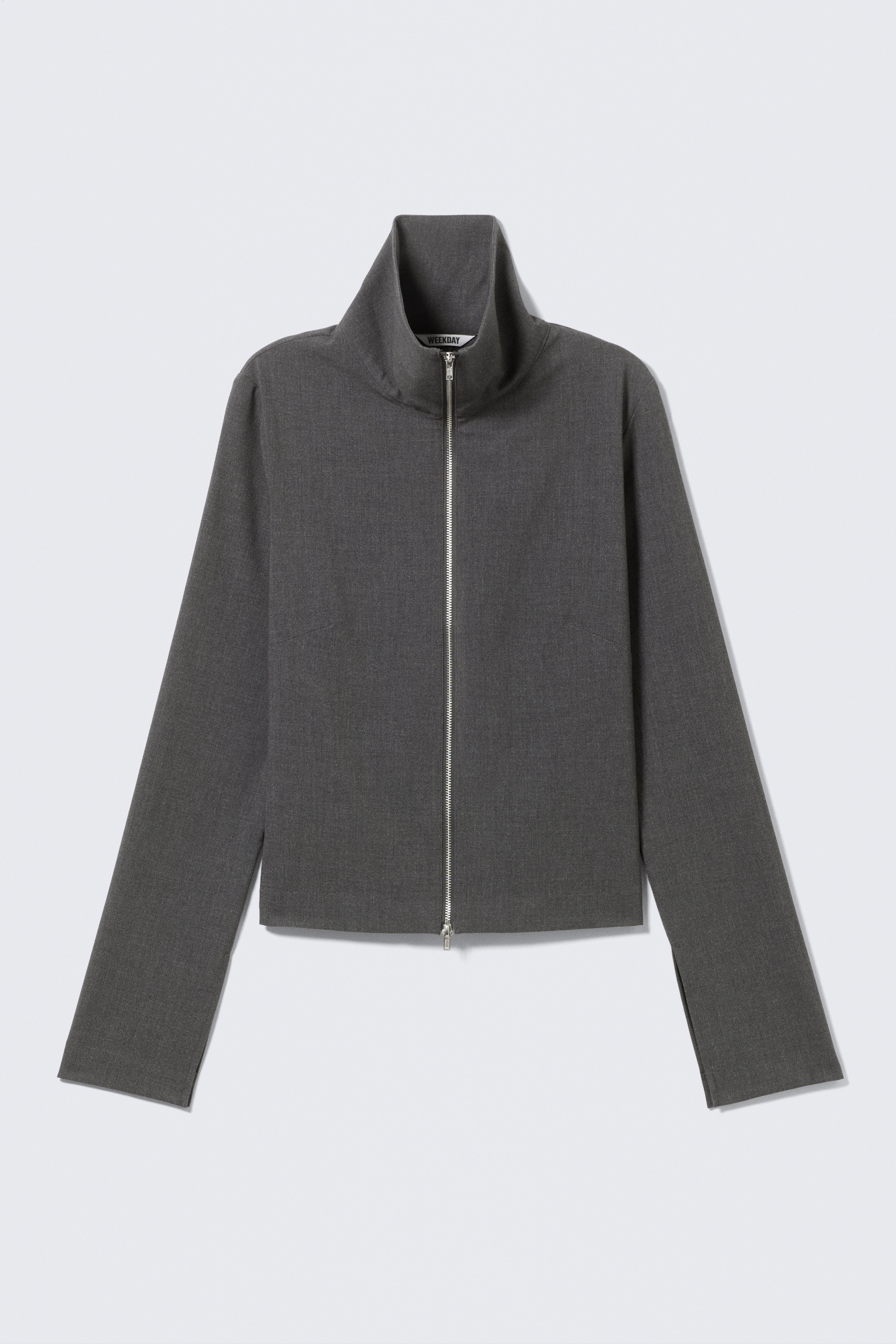 Camicia slim con zip - Grigio scuro mélange/Nero a righe