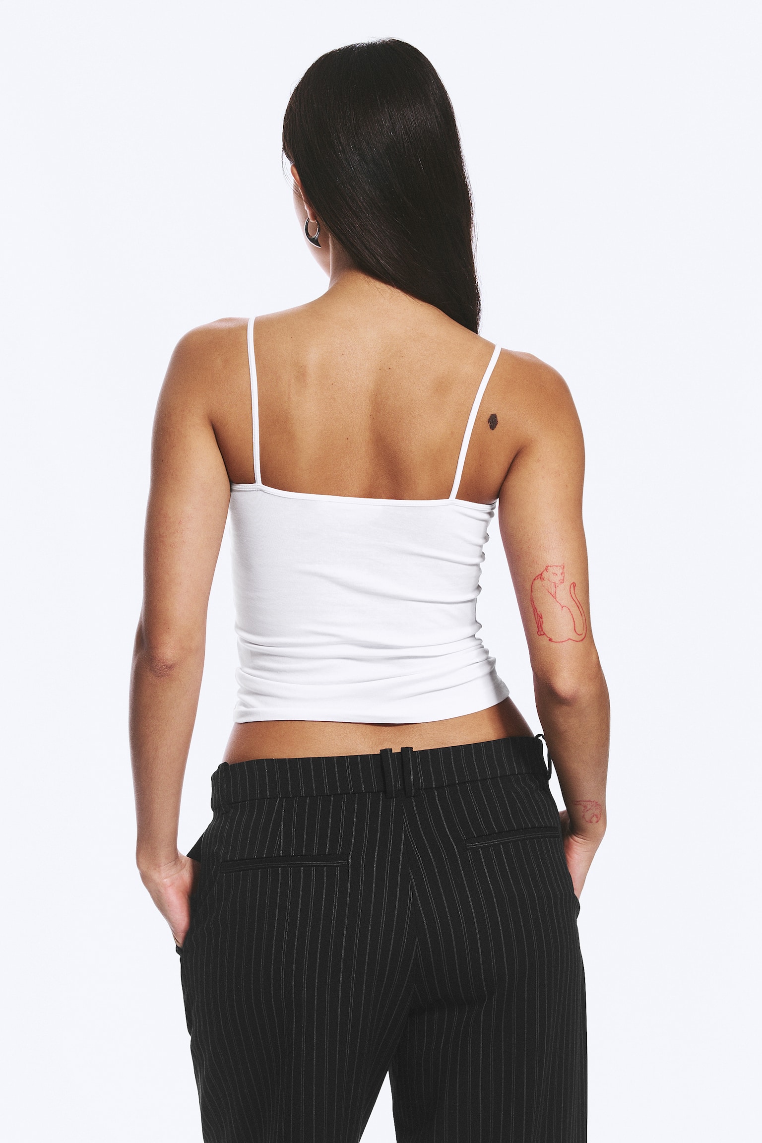 Lot de 2 débardeurs ajustés en coton à col en V - Blanc/Noir - 4