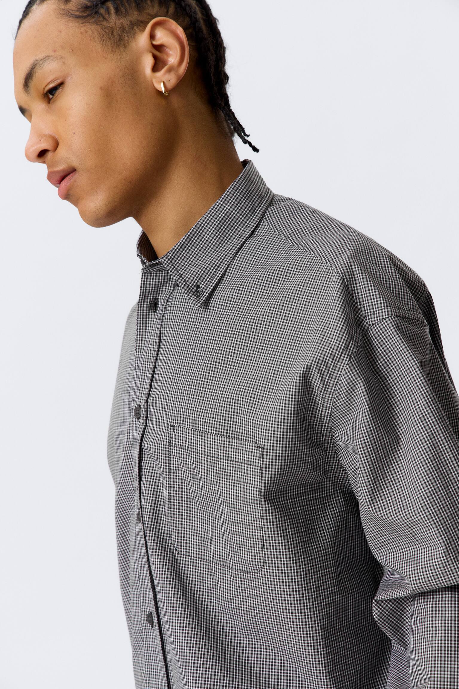 Camicia in popeline con bottoni - nero a quadretti/Bianco - righe blu - 5