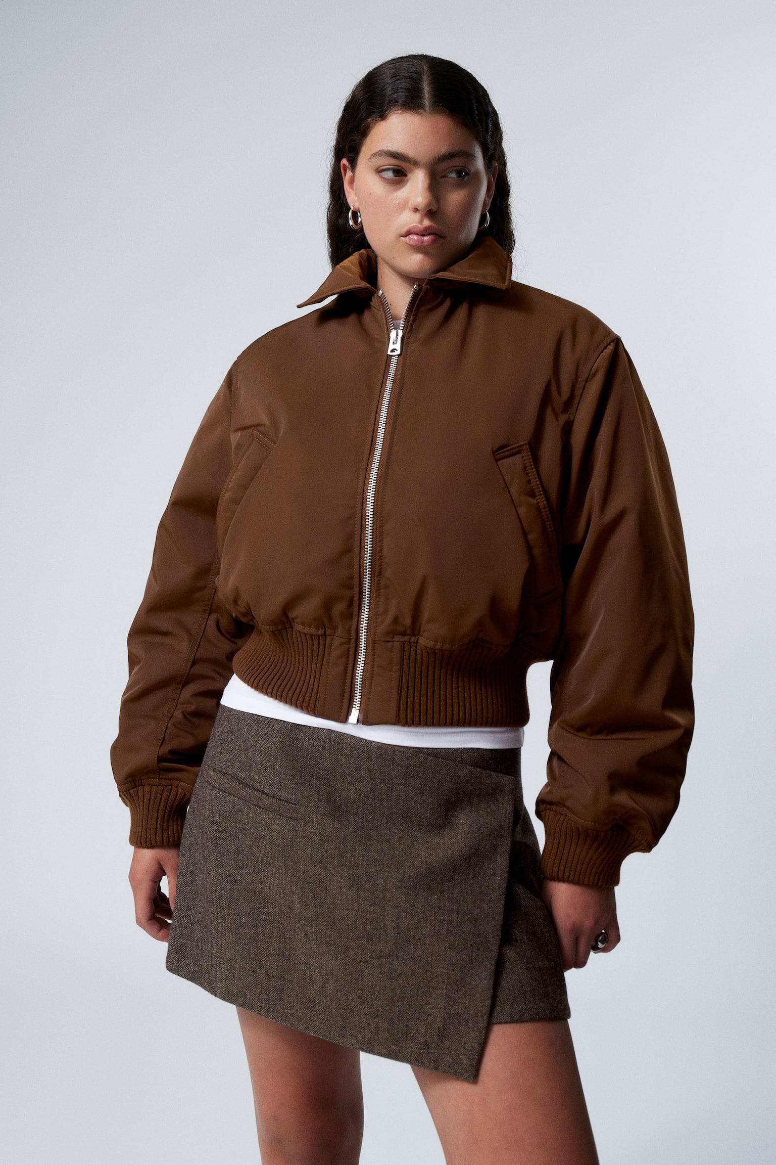 Padded Bomber Jacket - Brown/Black/Dark Blue - 1