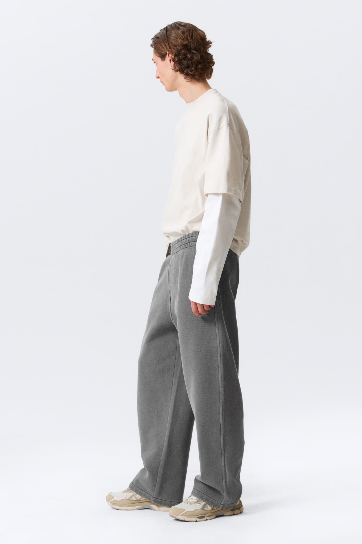 Spodnie dresowe Loose Heavyweight Cotton - Sprany Ciemnoszary - 4