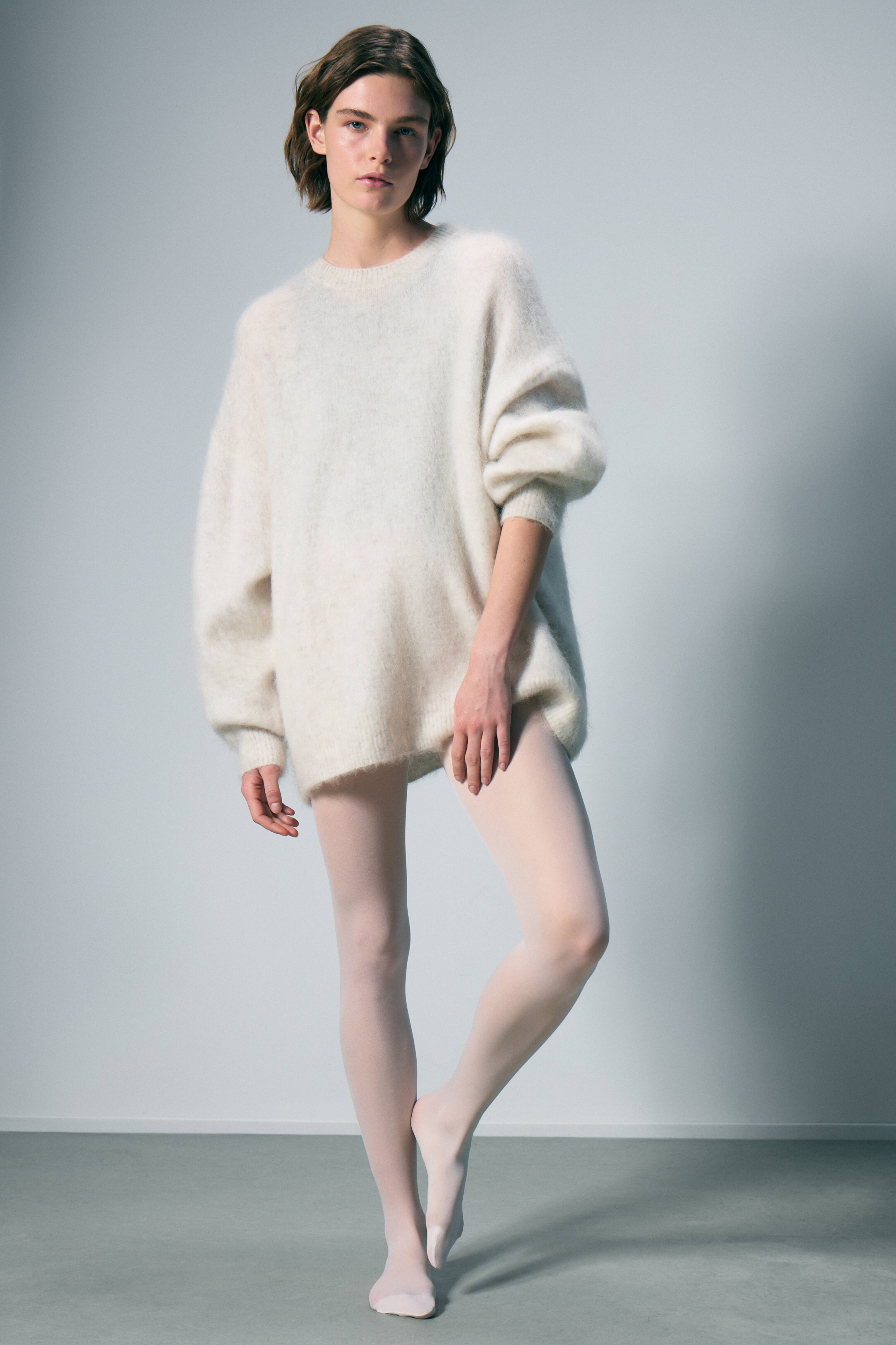 Pullover oversize in misto mohair - Bianco sporco
