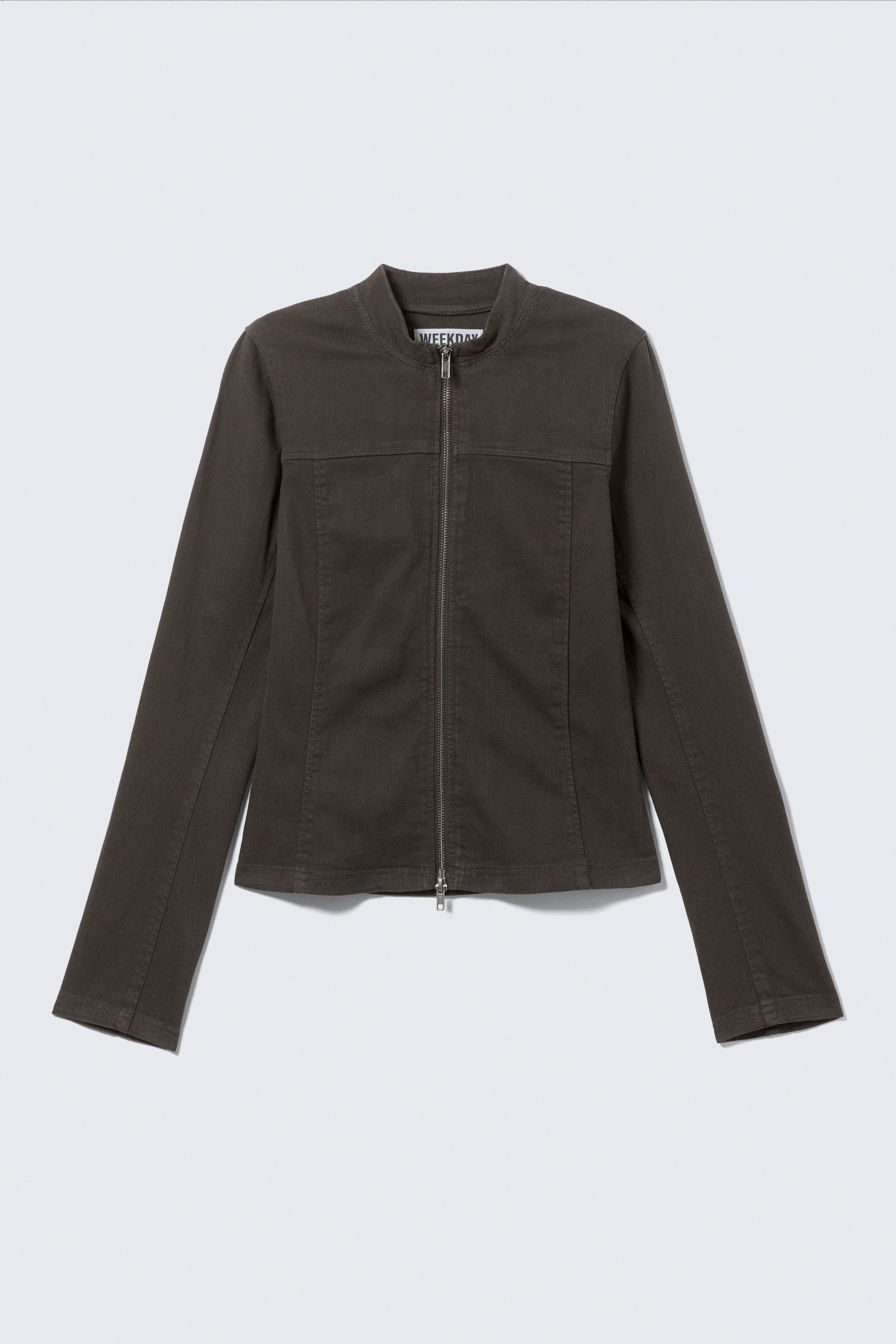 GENEVIEVE SCHMALE STRUKTURIERTE BAUMWOLL-ZIP-JACKE - Dunkelgrau/Dunkelgrau