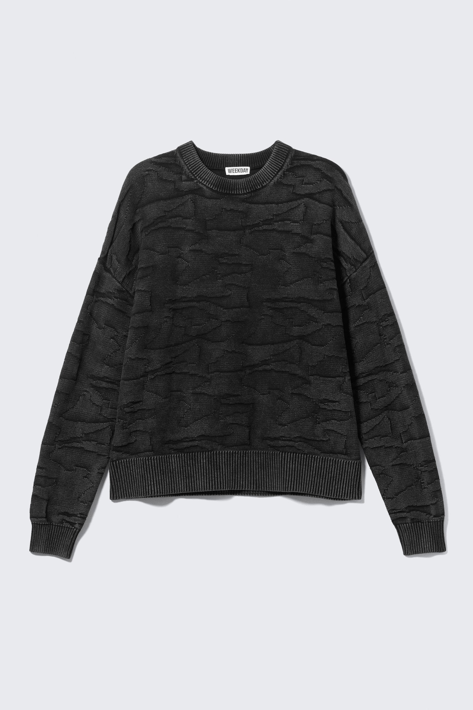 Oversized Baumwollstrickpullover mit Grafik - Schwarz - 2