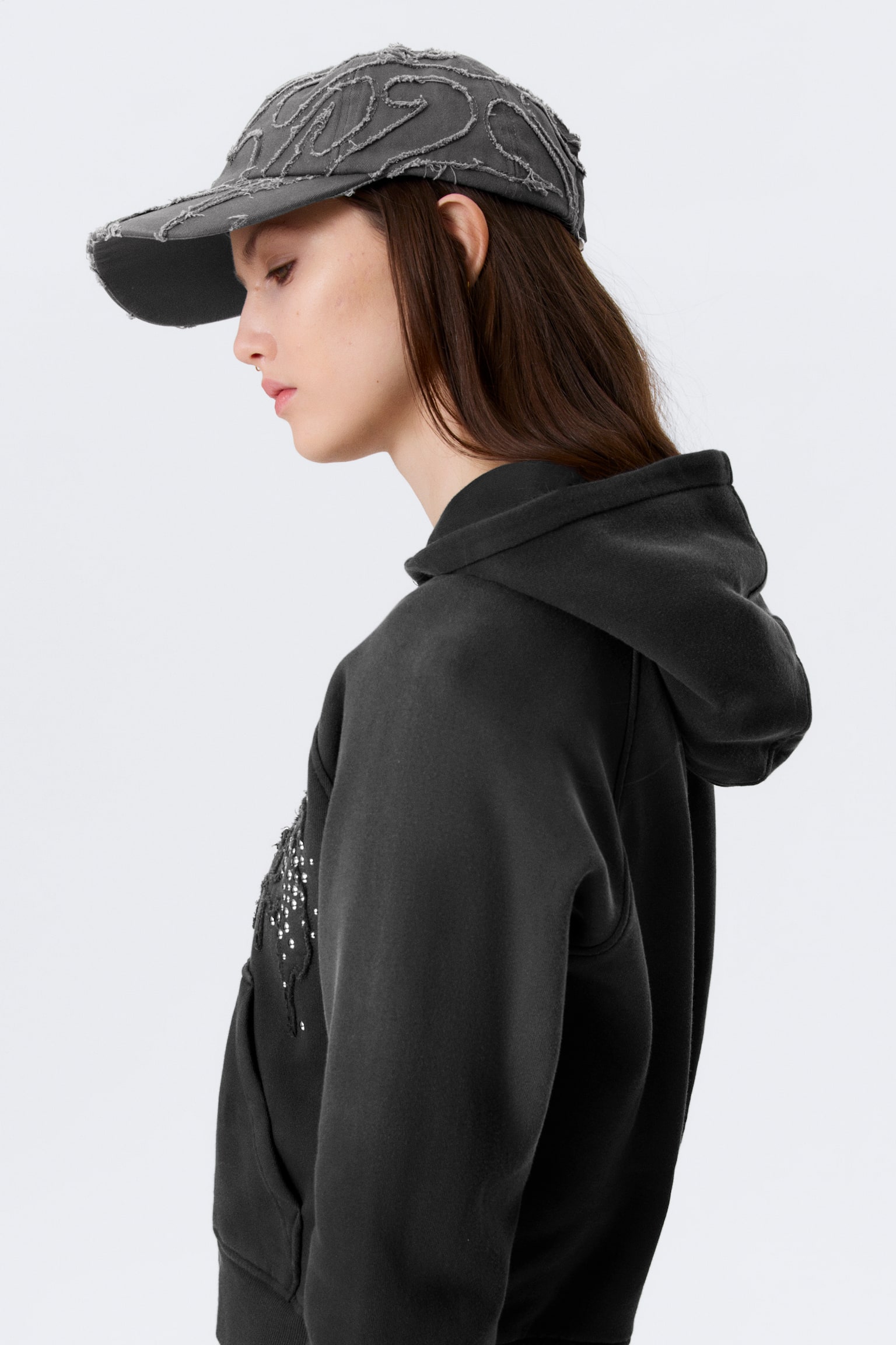 Baseballová šiltovka z bavlneného plátna s efektom opotrebovania - Vyšívaná opraná čierna/Krátka čierna/Opraná hrdzavá/Sivá - Roztrhaný maskáč - 4